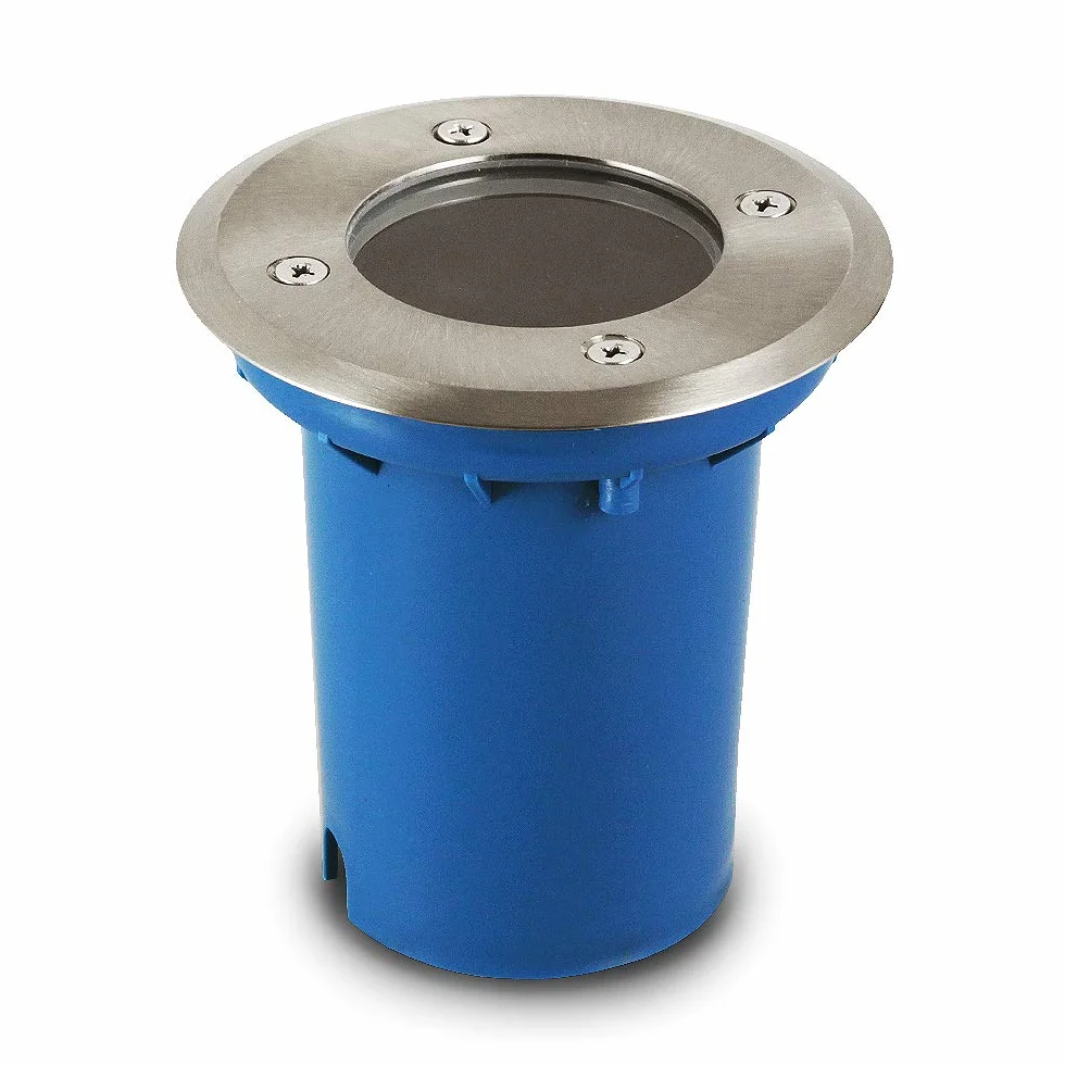Kwazar Luminaire - Oprawa Najazdowa - Lampa Zewnętrzna Wpuszczana Okrągła GU10 max. 35W, IP67, Odporna na Obciążenie do 3,5 t - z Puszką Montażową - do Oświetlenia Tarasu, Ogrodu i Ścieżek - FOLIO