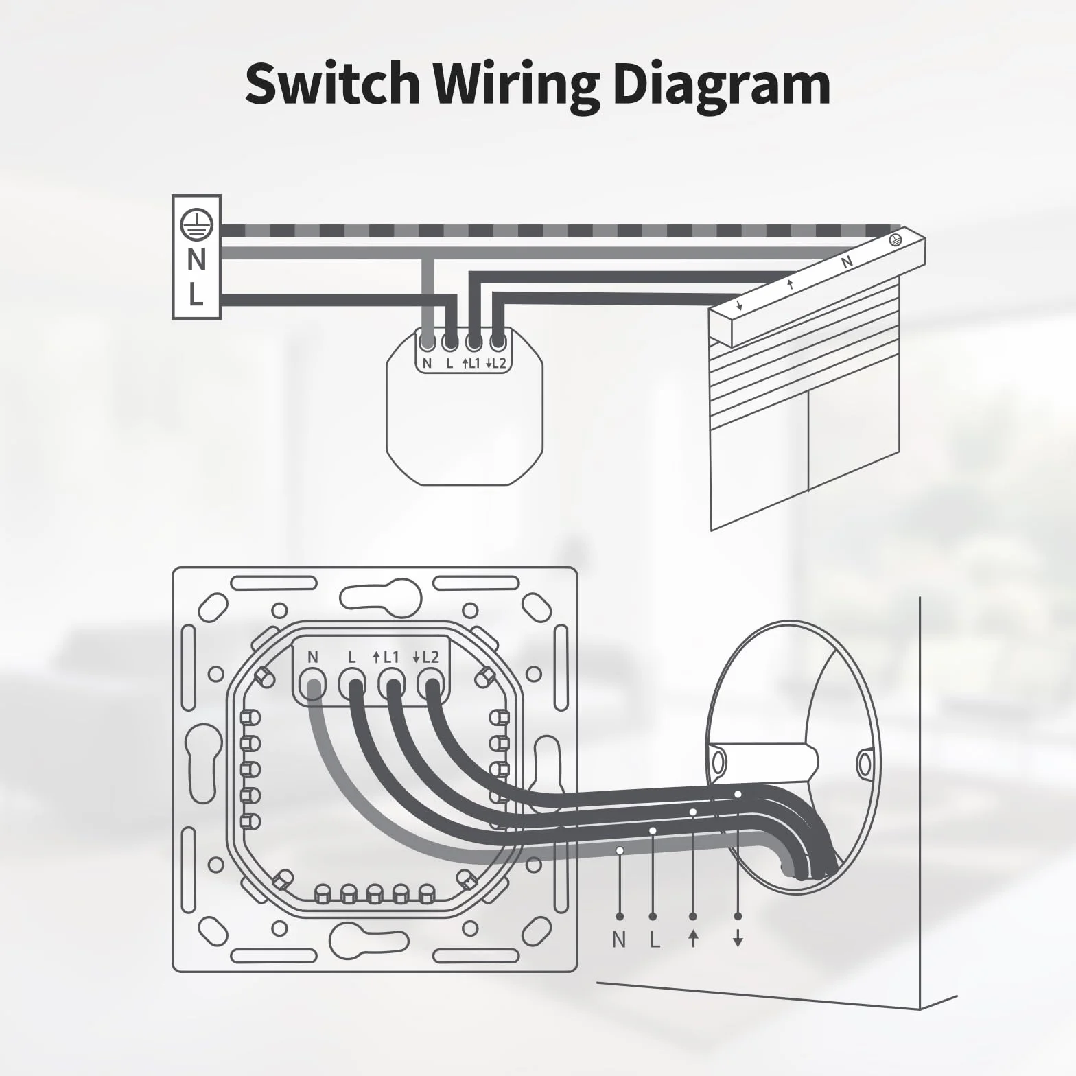 Aqara Przełącznik Migawki H2 EU - Matter, Protokół Thread/Zigbee, do Rolet/Żaluzji, 2 przyciski bezprzewodowe, obsługuje Apple Home, Alexa, Home Assistant i Google Home (wymagany przewód neutralny)