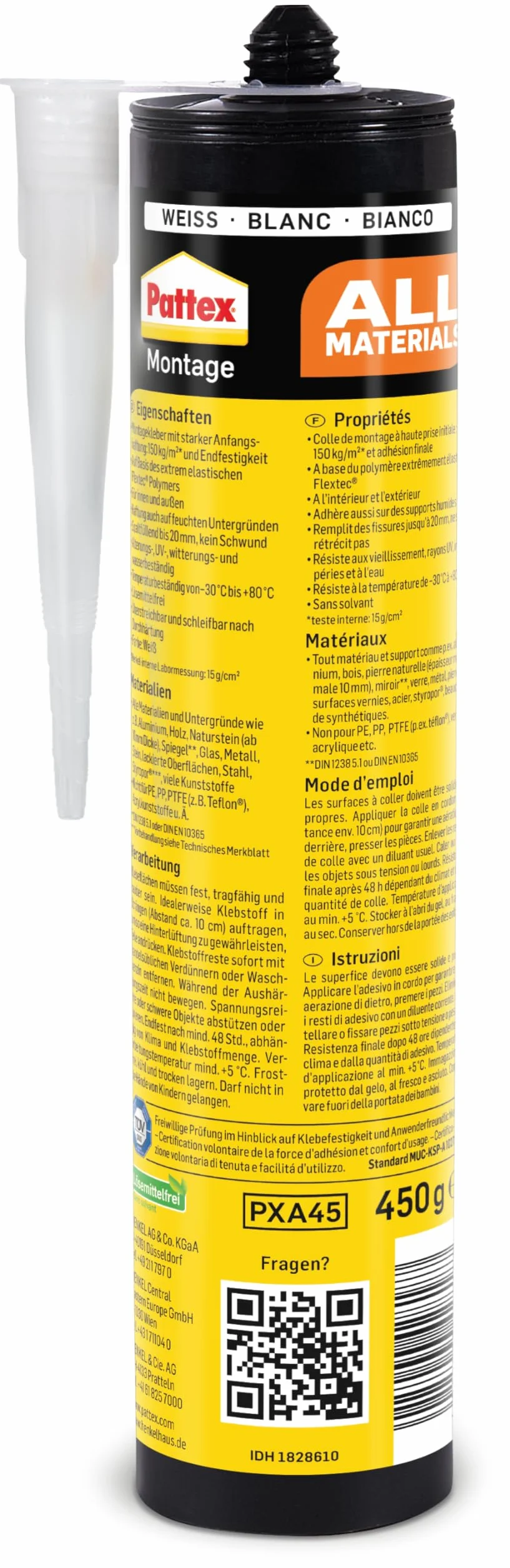 Pattex 1828610 Klej, Biały, 450 g