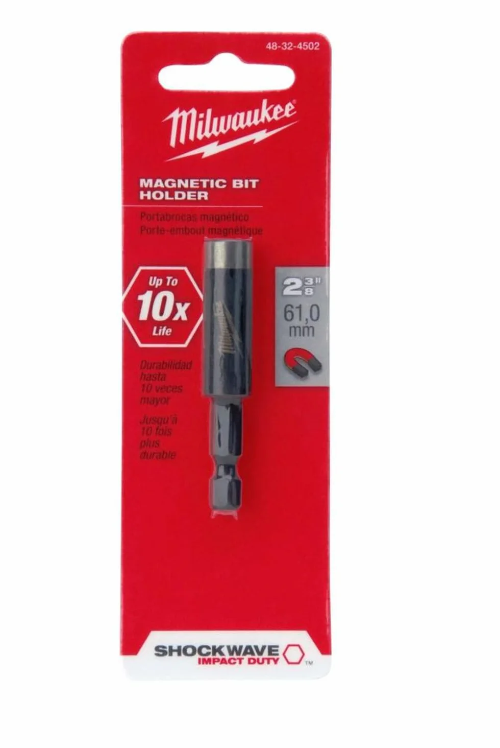Milwaukee 48-32-4502 Shockwave Impact Duty 1/4 cala sześciokątny chwyt magnetyczny 6 cm uchwyt na końcówki bitowej