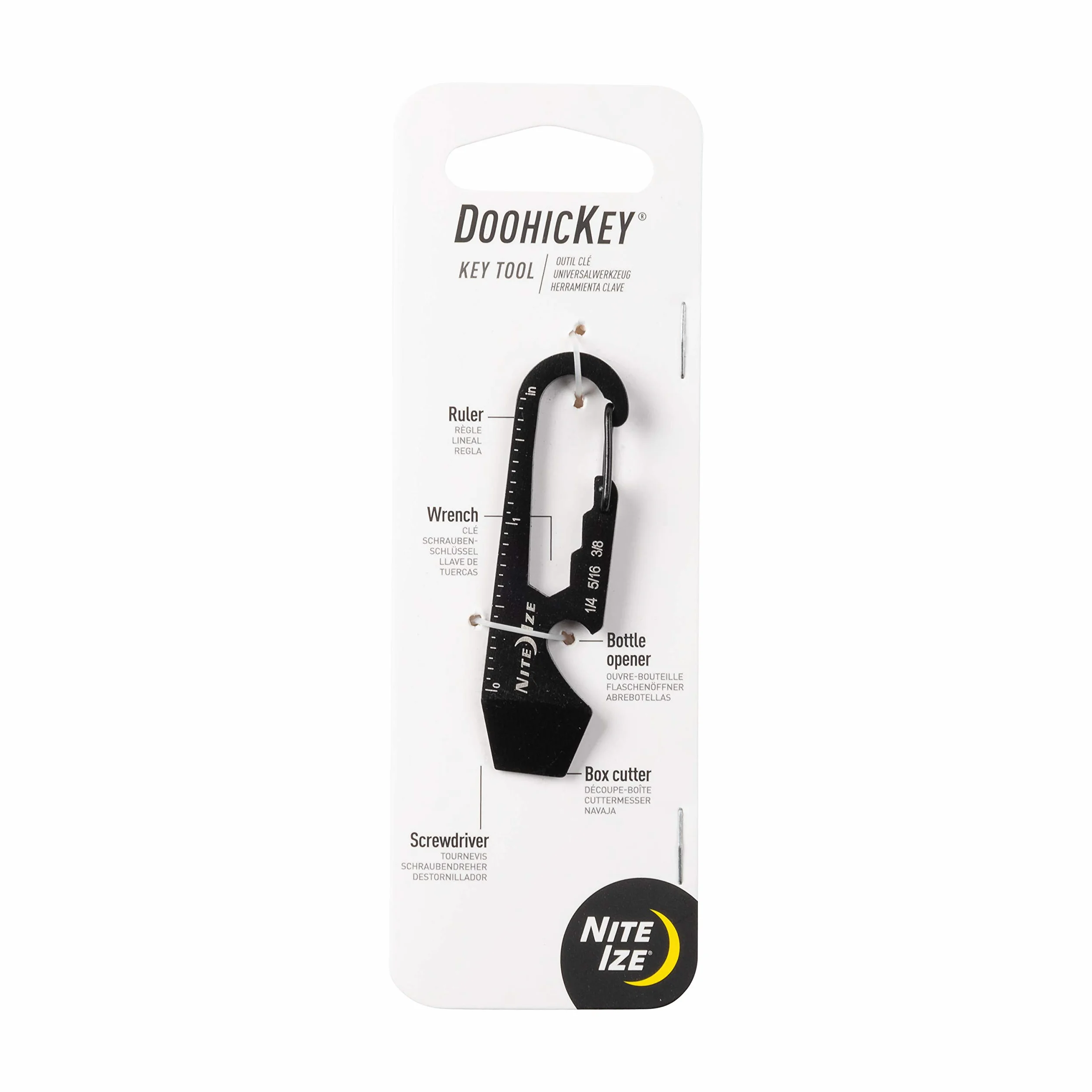 Nite Ize Narzędzie wielofunkcyjne DoohicKey, czarne, NI-KMT-01-R3, 7 cm, czarny, 7 cm, brelok