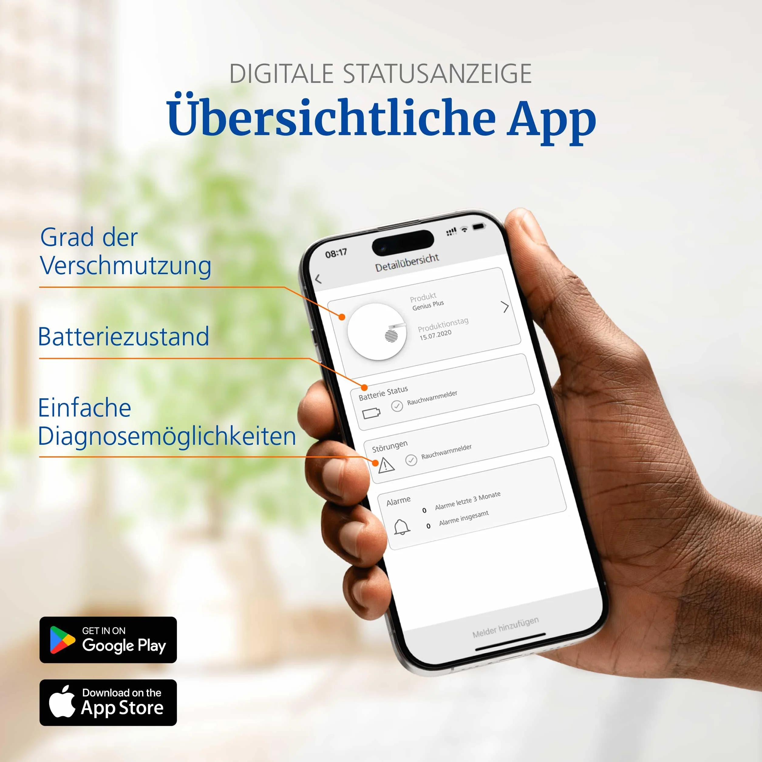 Hekatron Genius Plus Edition Rauchmelder 10 Jahre Batterie Testsieger Stiftung Warentest App-unterstützt