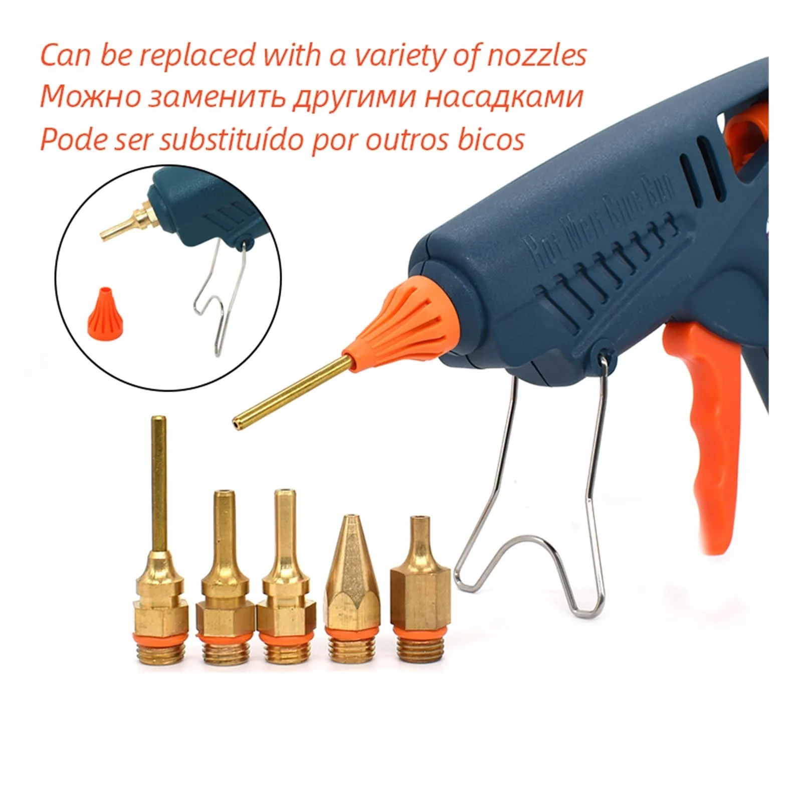 Pistolet do Kleju, Pistolet do klejenia na gorąco 50 W/150 W 100 W dysza miedziana do 11mm klej w sztyfcie rękodzieło domowe DIY klej gorący pistolet torba na narzędzia(4pcs Nozzles,100W)