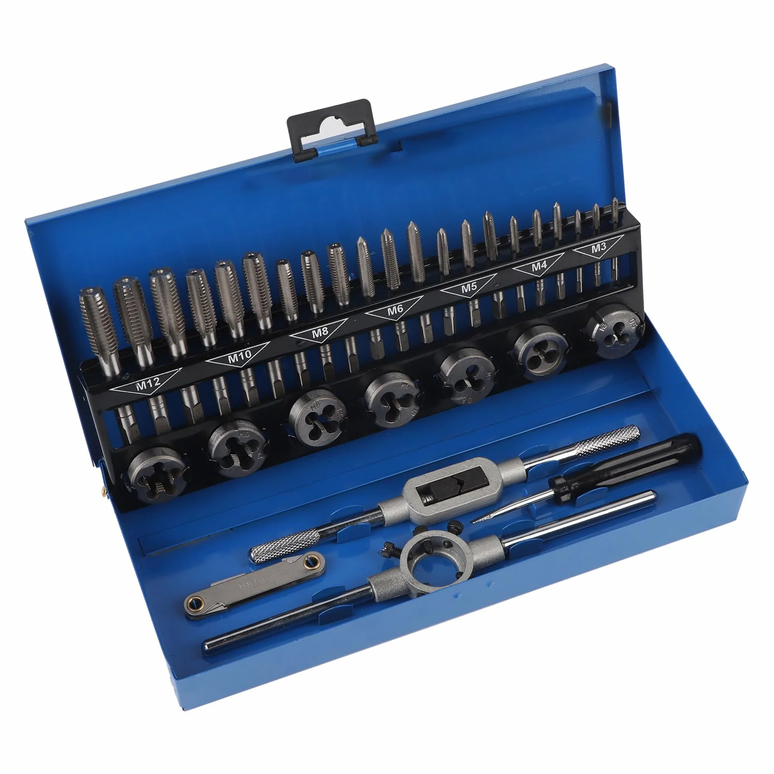 Tap and Die Set, Zestaw dotknij, M3, M4, M5, M6, M7, M8, M10, M12 Set i zestaw matrycy, zestawy naprawy wątków do gwintowania oraz rethreading wewnętrzne i zewnętrzne, 32 pCS