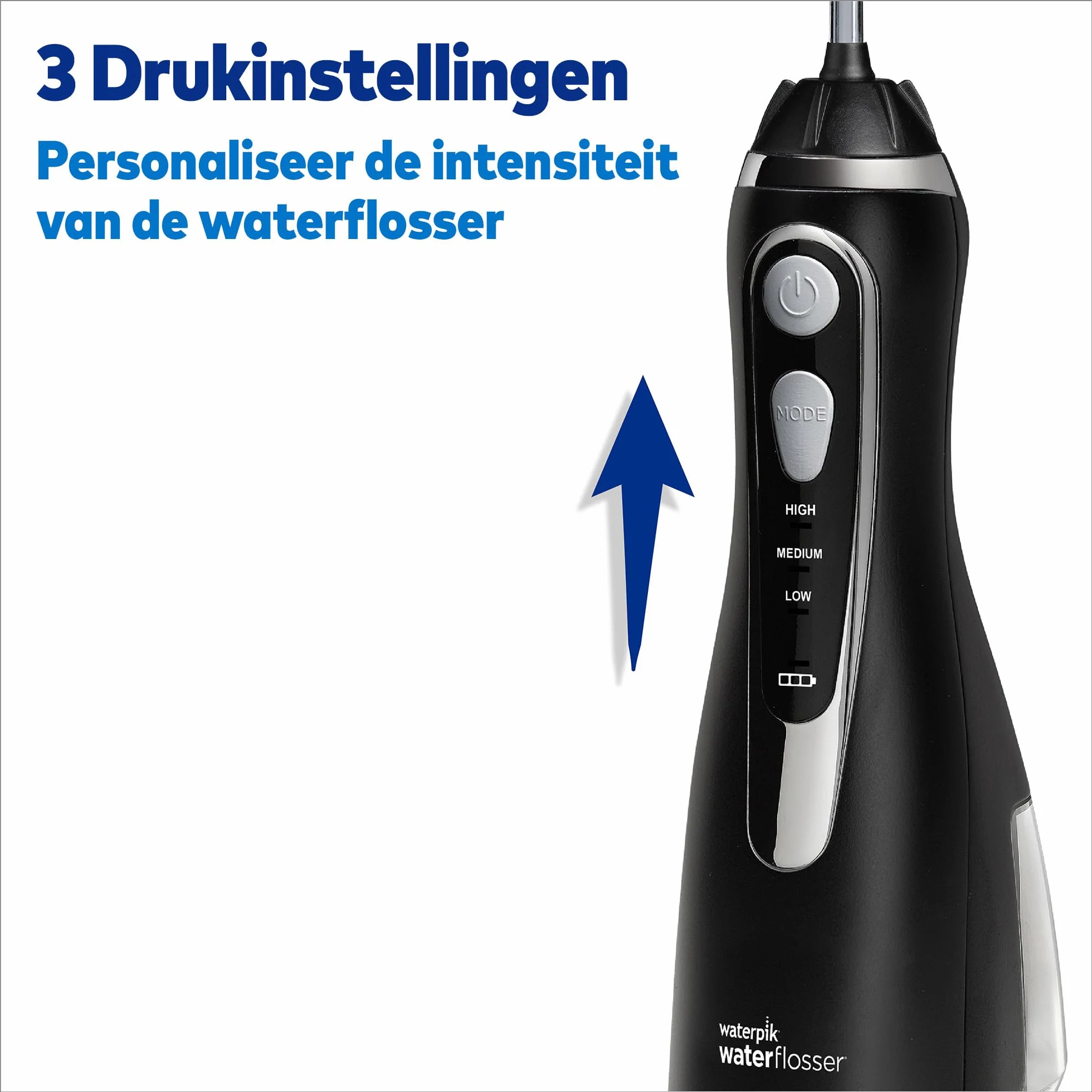 Waterpik Irygator Bezprzewodowy Cordless Advanced, 3 Ustawienia Ciśnienia, Usuwanie Płytki Nazębnej, Idealny w Podróż i do Małej Łazienki, Zasilanie Akumulatorowe USB, Kolor Czarny (WP-582EU)