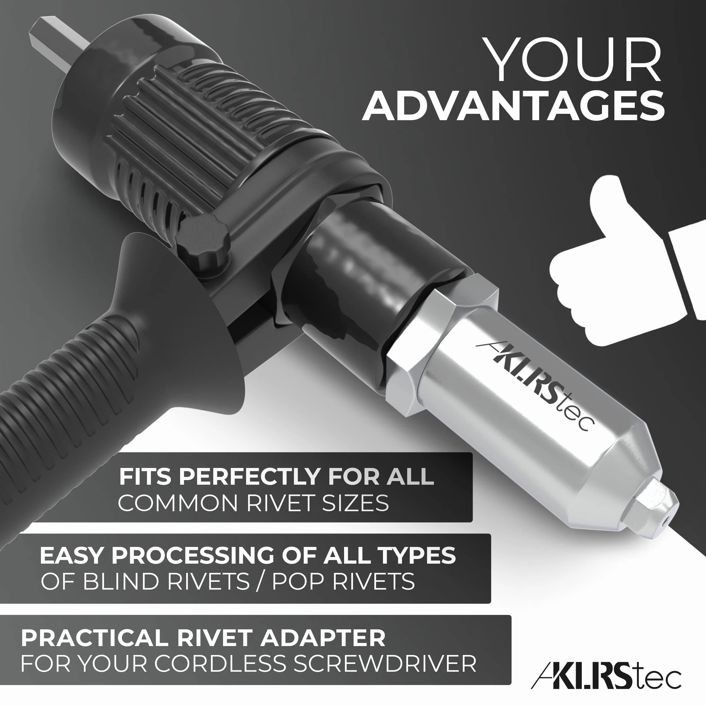 KLRStec® Adapter do ściągaczy nitownic – nakładka do nitownic do wkrętarki akumulatorowej i wiertarki