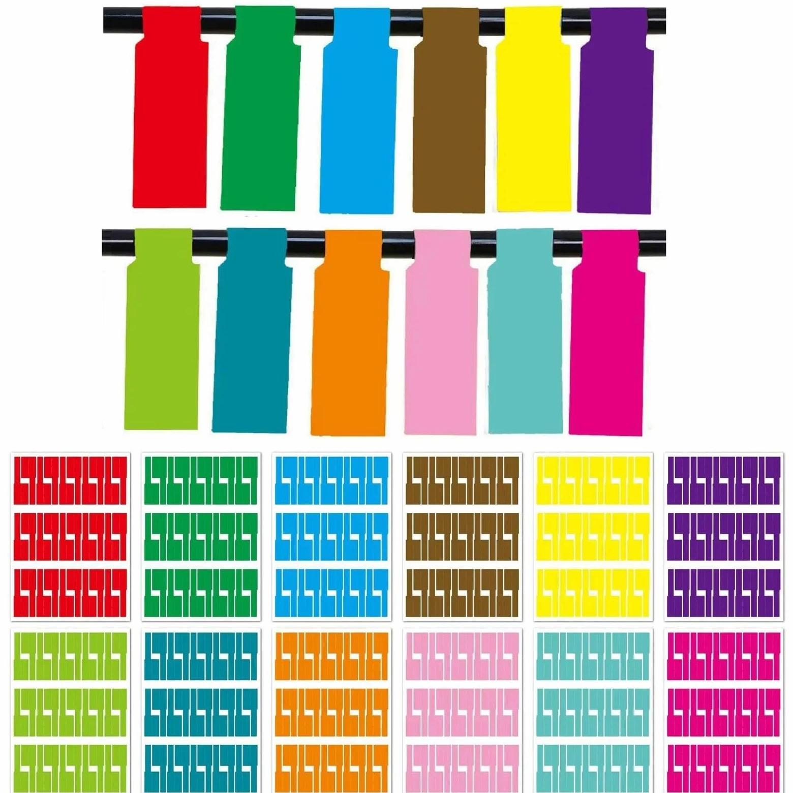 Oznaczniki kabli, 150/300 szt. Przydatne kolorowe samoprzylepne etykiety kablowe(Mix 150pcs)