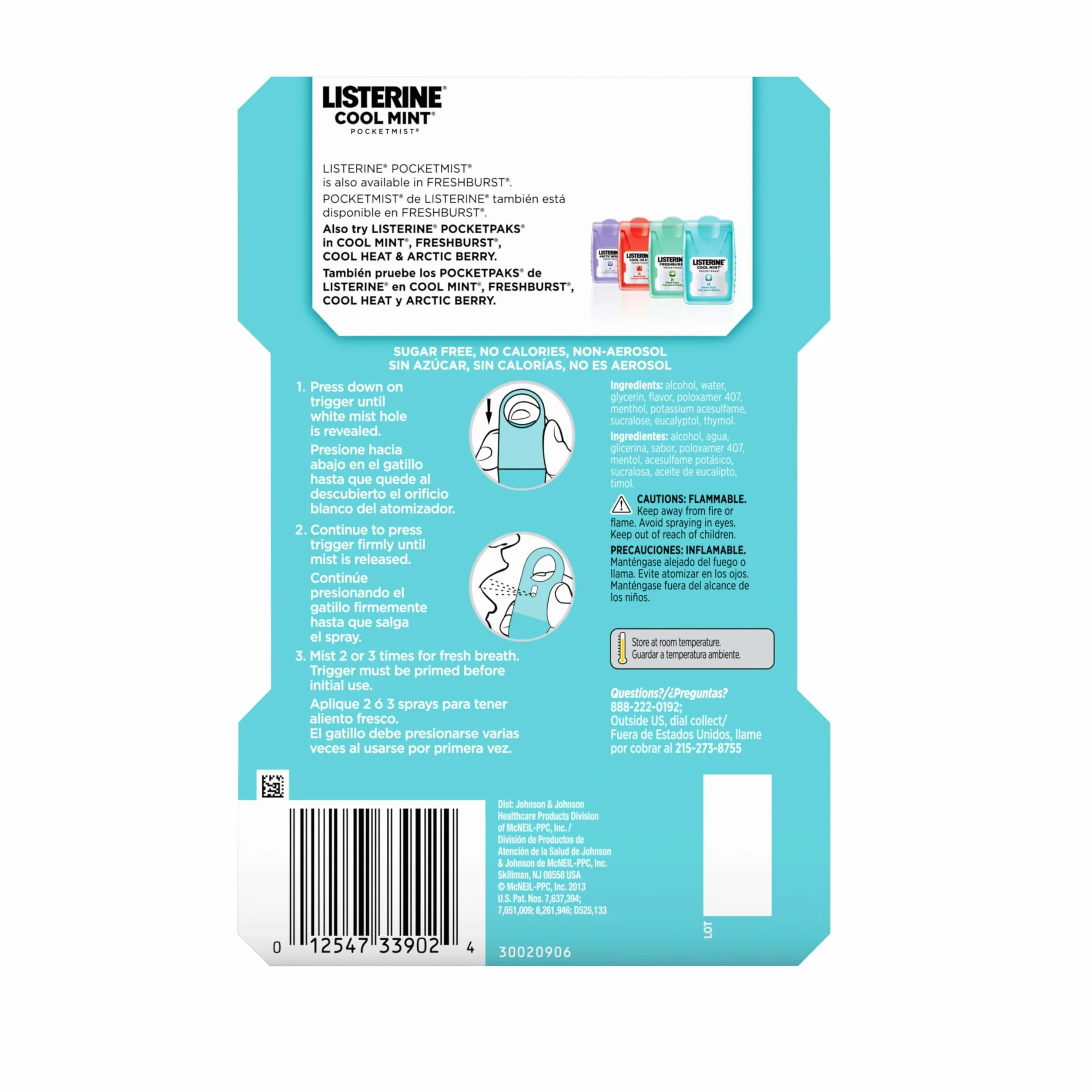 Listerine Cool Mint Pocketmist – dozownik świeżego oddechu, 2 sztuki