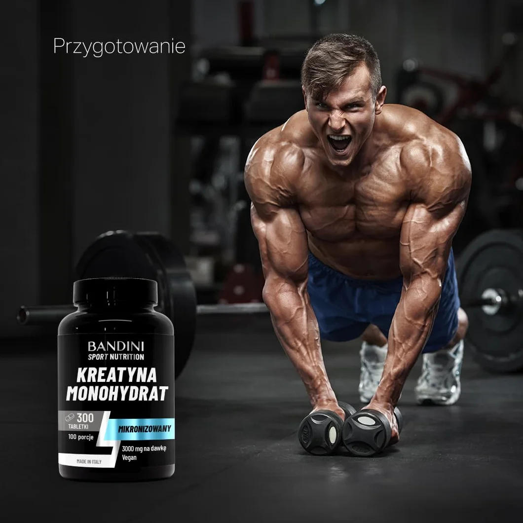 Bandini® Creatine Monohydrate Micronised 300 tabletek 3000 mg porcja wegański 100% czysty monohydrat kreatyny