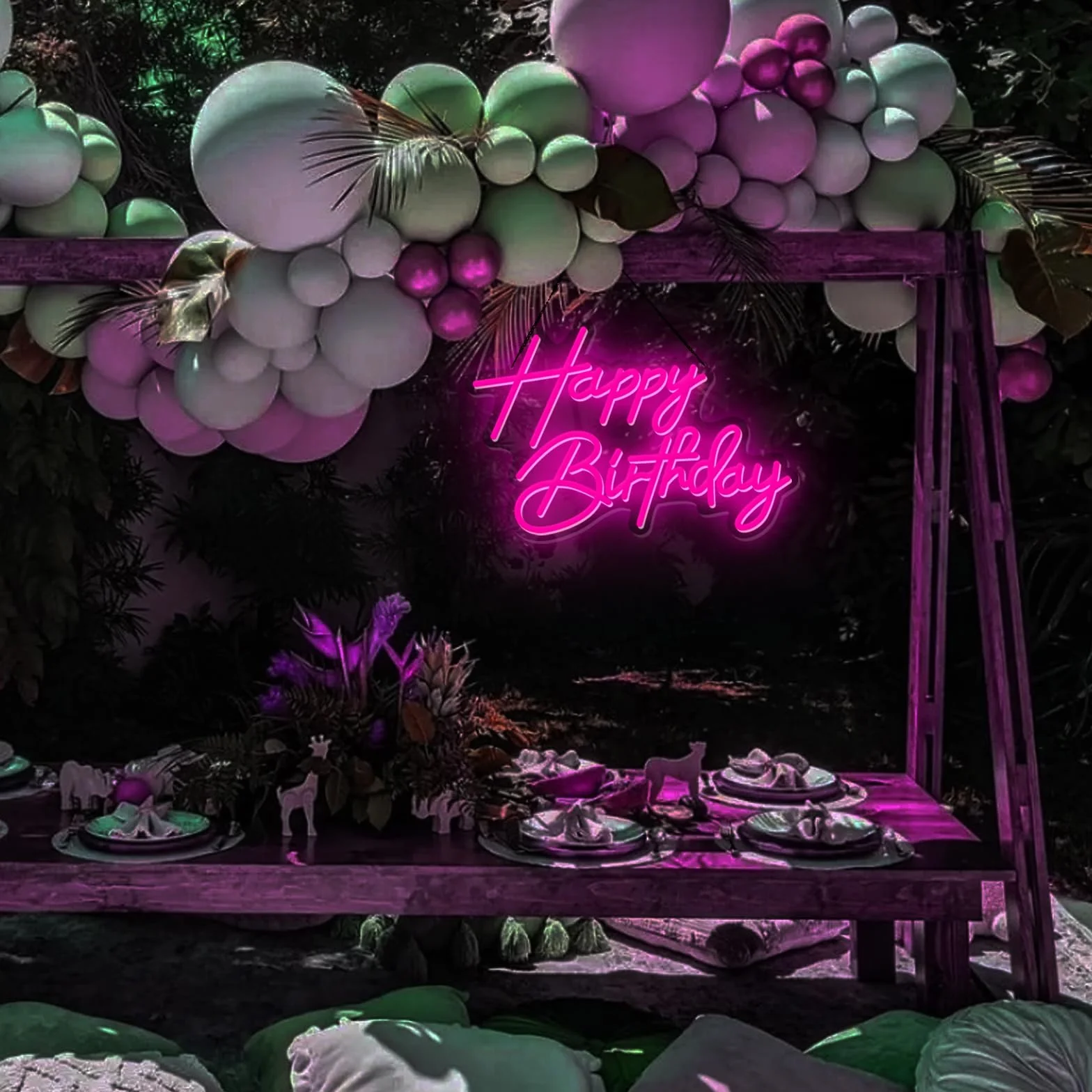 Różowy Happy Birthday Neon Light Party Birthday Light niespodzianka Jasny miękki przełącznik może kontrolować moc z regulowanego gniazda USB dla wygodnego transportu