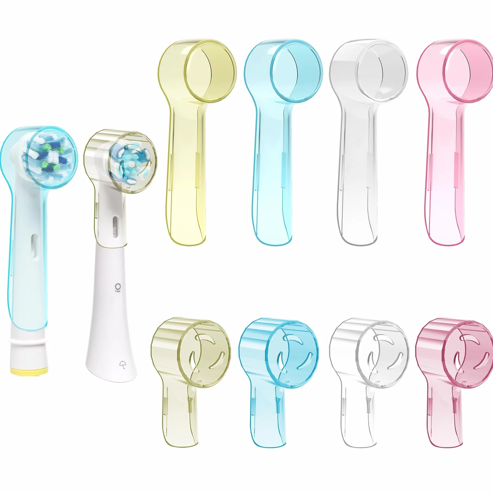 Elektryczna osłona główki szczoteczki do zębów Oral-B & iO, wielokolorowa, 8 szt. w opakowaniu, etui podróżne na szczoteczki do