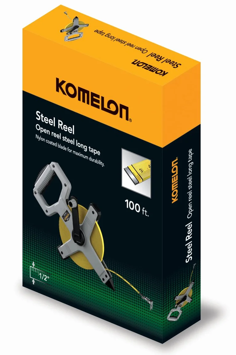 Komelon N6100 otwarta rolka długa stalowa taśma miernicza, 100 m