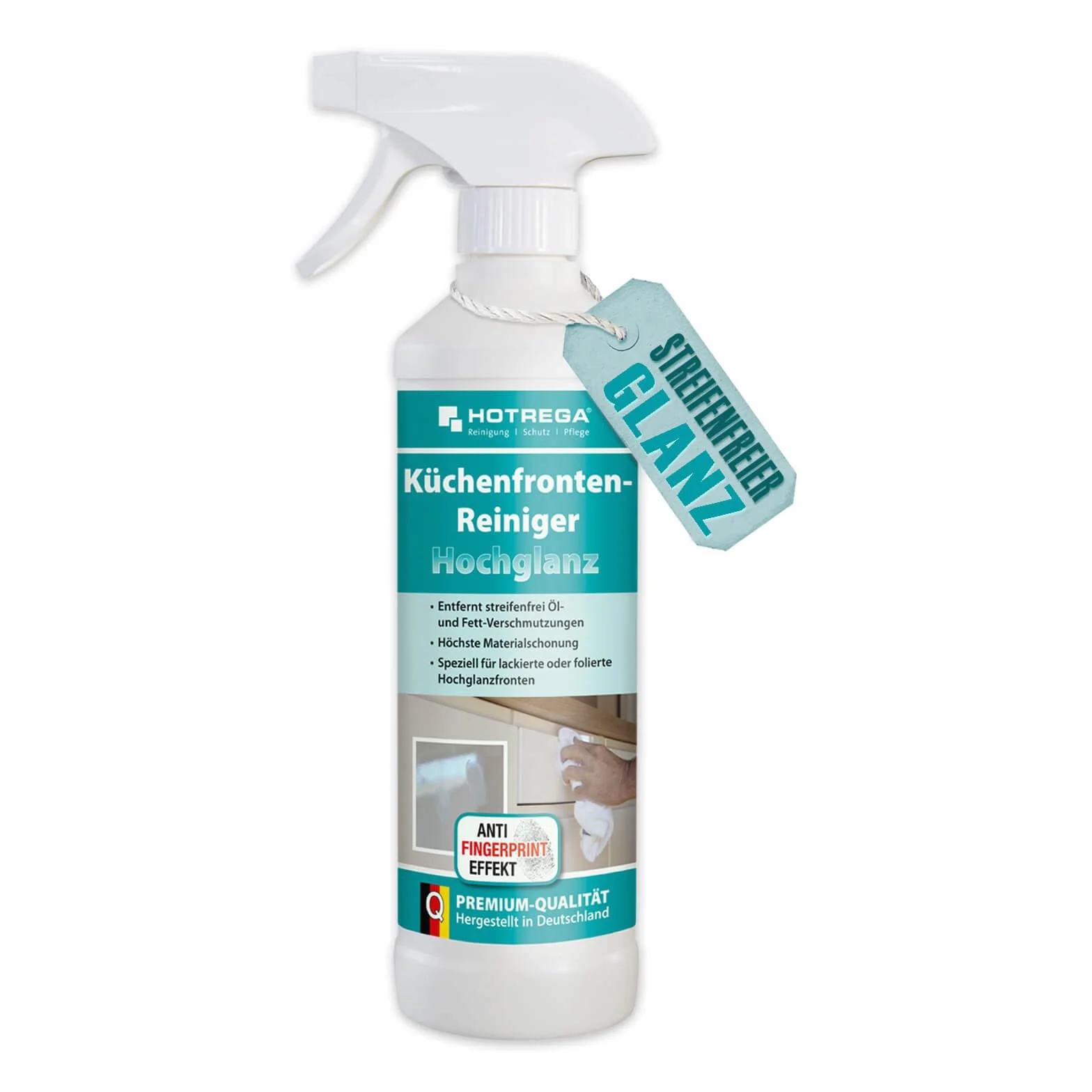 HOTREGA Środek do czyszczenia frontów kuchennych, wysoki połysk, 500 ml – czyszczenie kuchni, intensywny środek do czyszczenia frontów (500 ml)