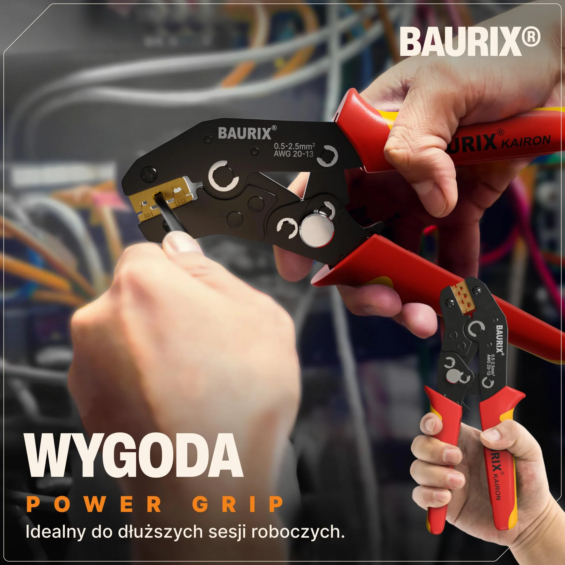 BAURIX Zestaw Szczypiec do Zaciskania 0,50-2,50mm² z Końcówkami Elektrycznymi