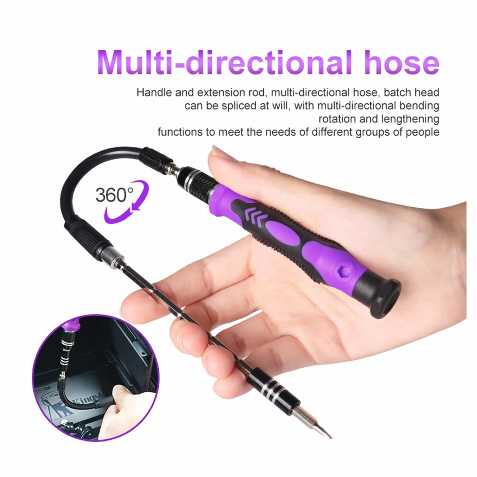 Generic Zestaw wkrętaków 115 w 1 Bity wkrętaków magnetycznych Narzędzia do naprawy komputera przenośnego Precyzyjny śrubokręt sześciokątny(115Purple)