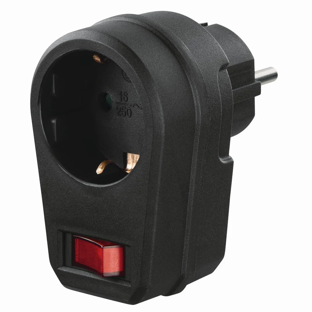 Hama Adapter wtykowy (wtyczka zabezpieczająca styk, adapter wtyczki z przełącznikiem, włącznik/wyłącznik, adapter, wtyczka zabezpieczająca styk, oszczędność energii),