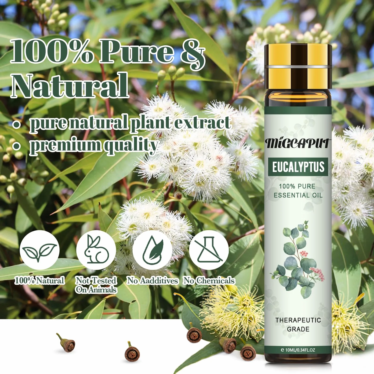 Olejki Eteryczne Eukaliptusowe 100% Naturalny Klasy Terapeutycznej 2 x 10ML do Aromaterapii