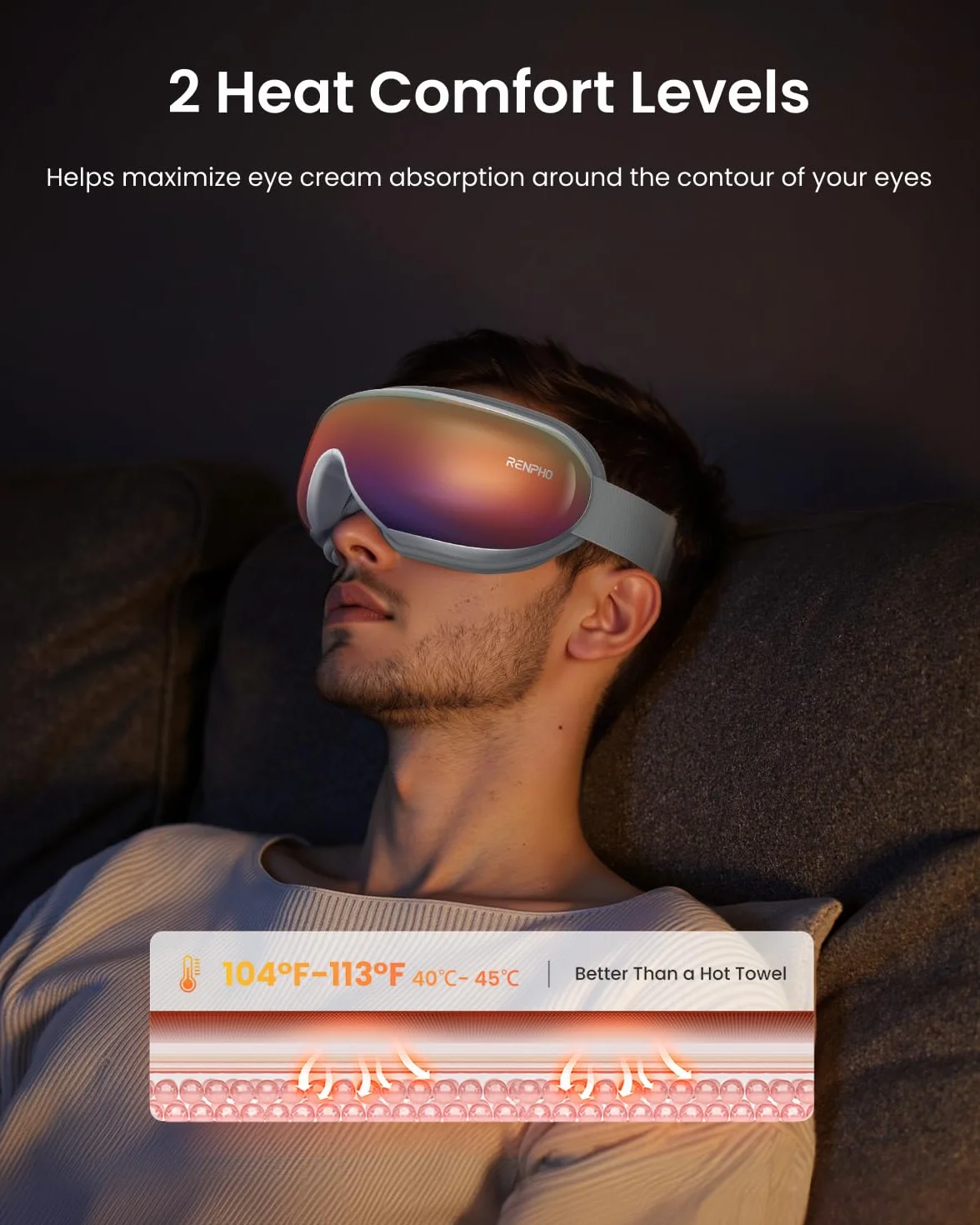 RENPHO Eyeris 1 masażer oczu z pilotem zdalnego sterowania ciepłem kompresja Bluetooth ładowalny