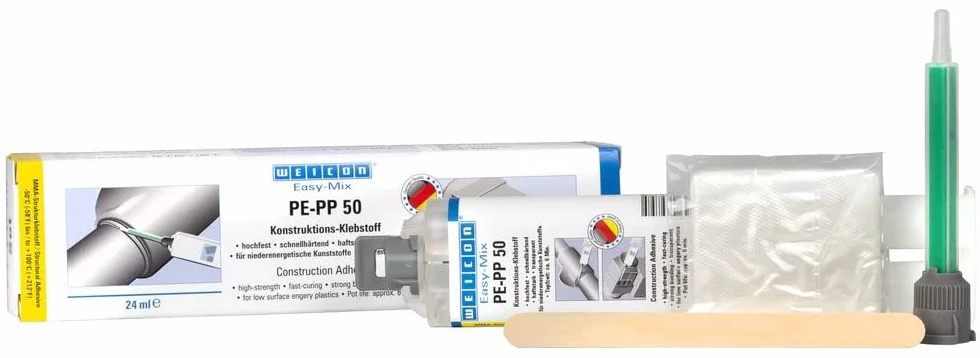 WEICON Easy Mix PE PP 50, 24 ml, dwuskładnikowy klej do tworzyw sztucznych z dyszą mieszającą, bezbarwny