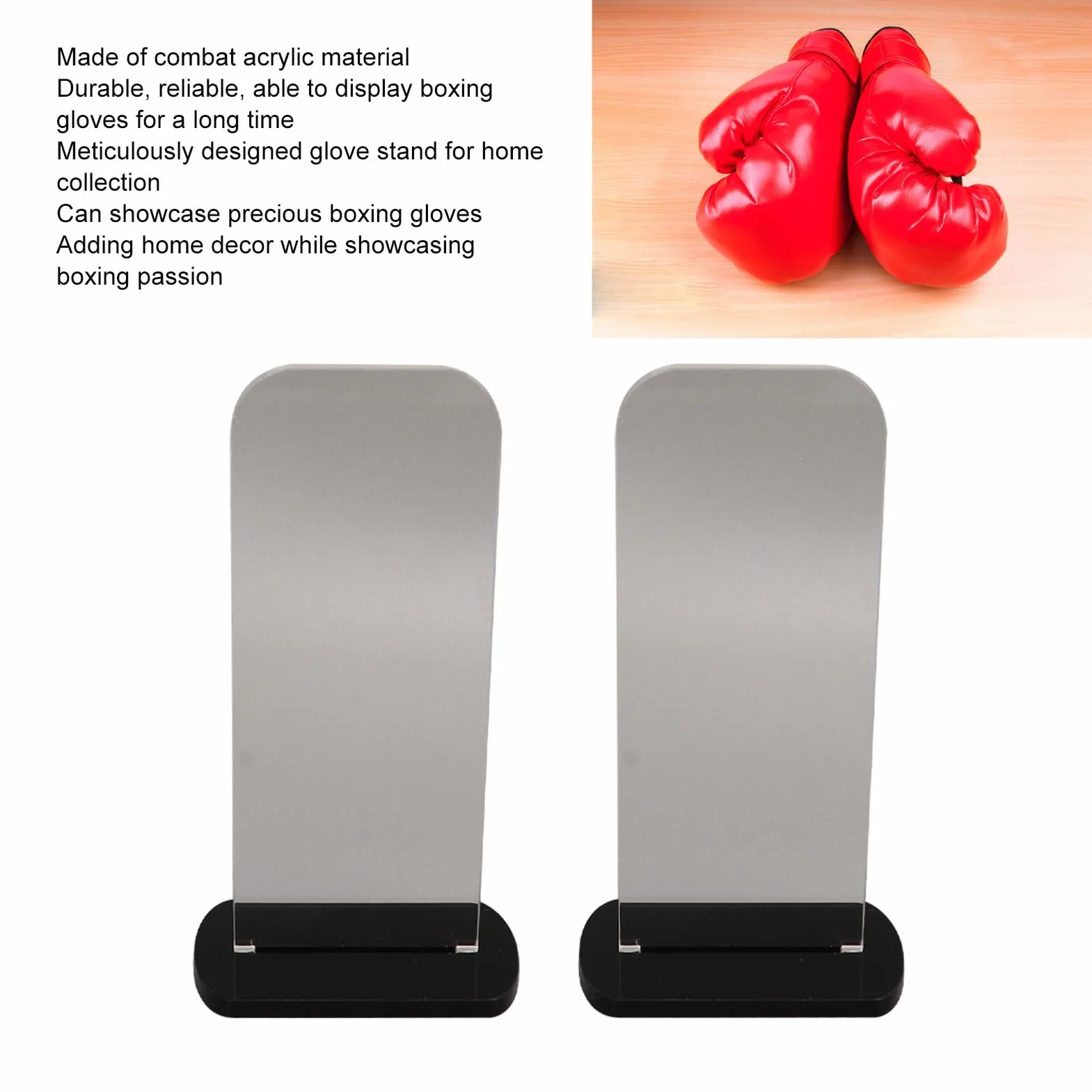 Fockety 2 Pack Stojak na rękawice bokserskie akrylowy uchwyt na rękawice bokserskie pionowy stojak na rękawice bokserskie Wystawa kolekcji rękawic bokserskich 3.1x2.0x5.9in