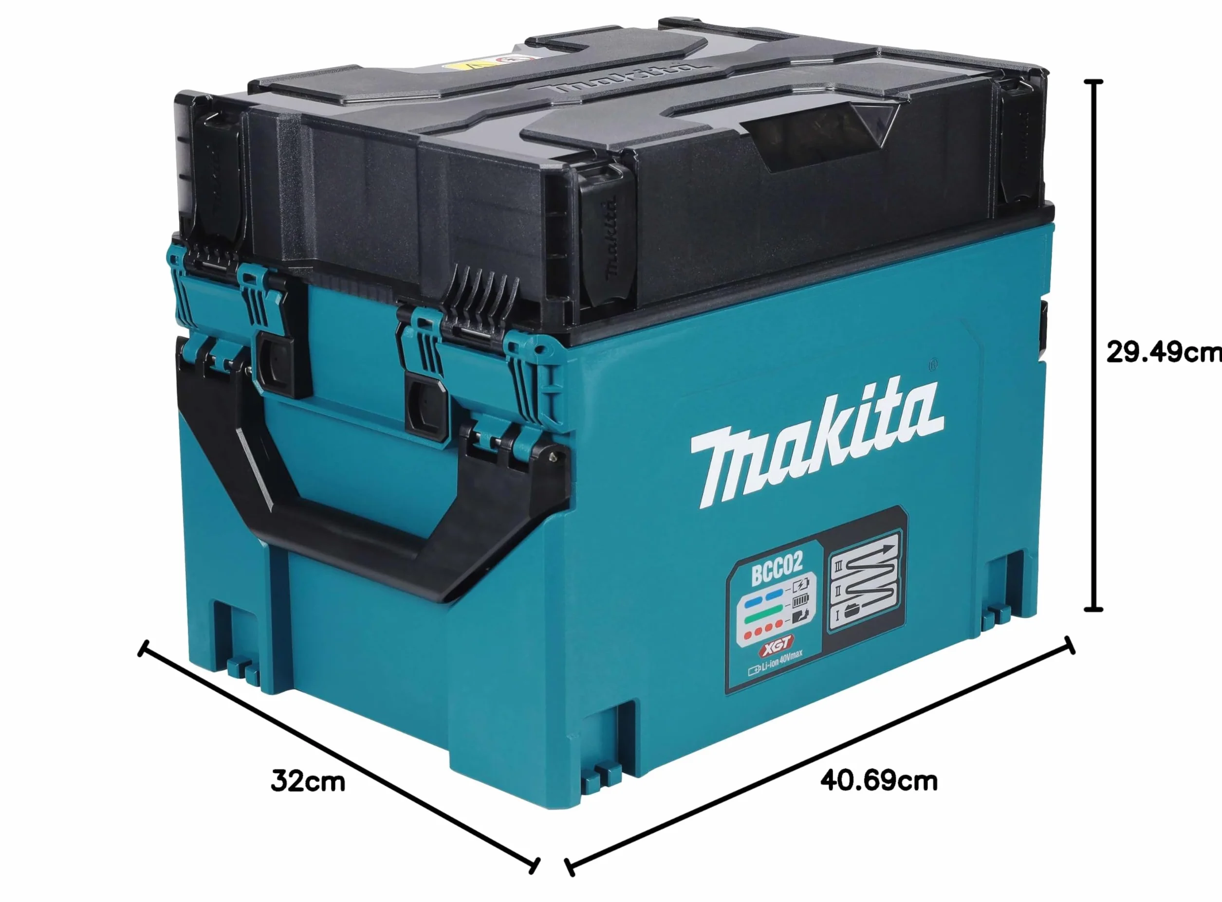 Makita Walizka do ładowania akumulatora BCC02, 40 V maks., 12 gniazd, kompatybilna z XGT