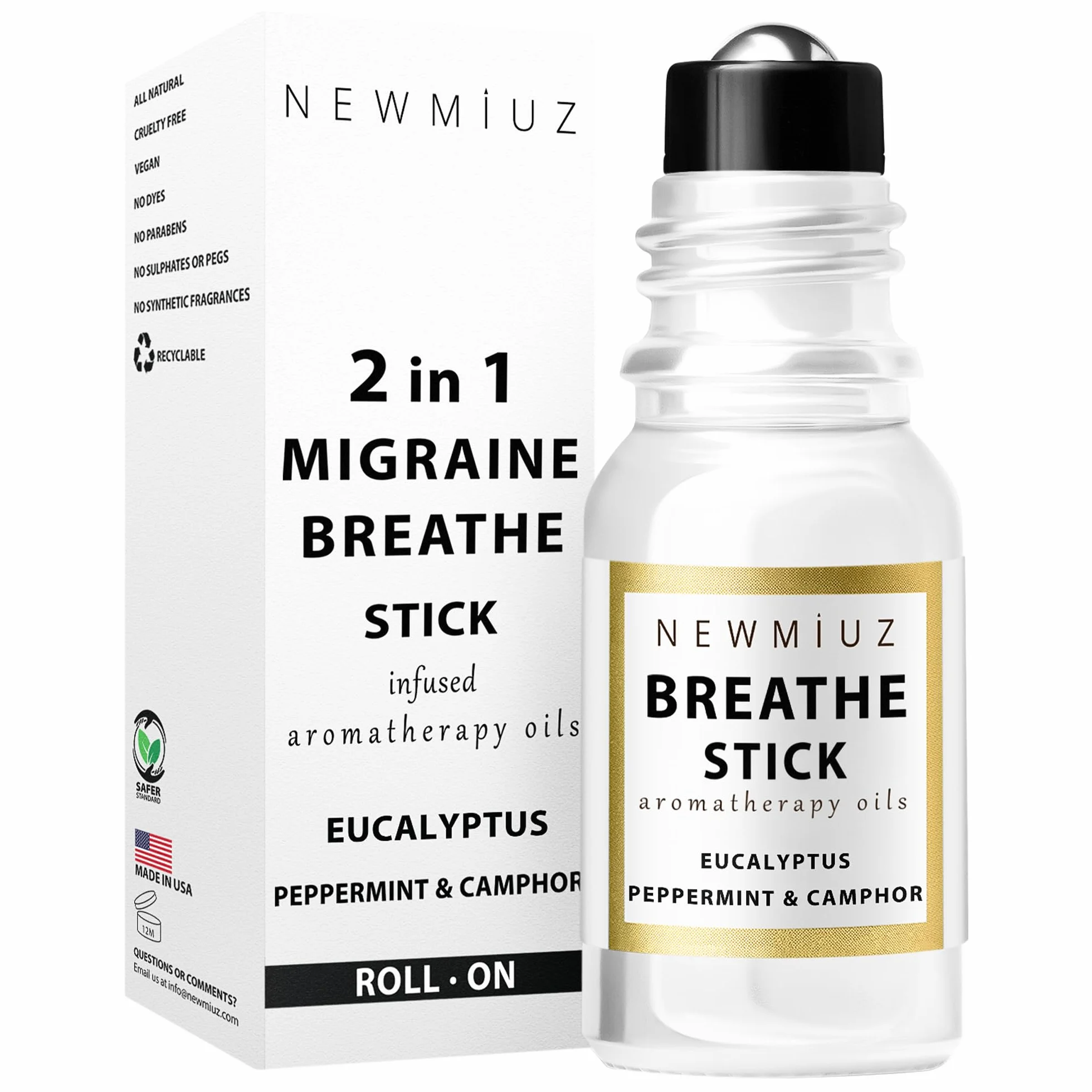 Breathe Easy Roll on Stick Mięta pieprzowa eukaliptusowa mieszanka olejków eterycznych naturalna ulga