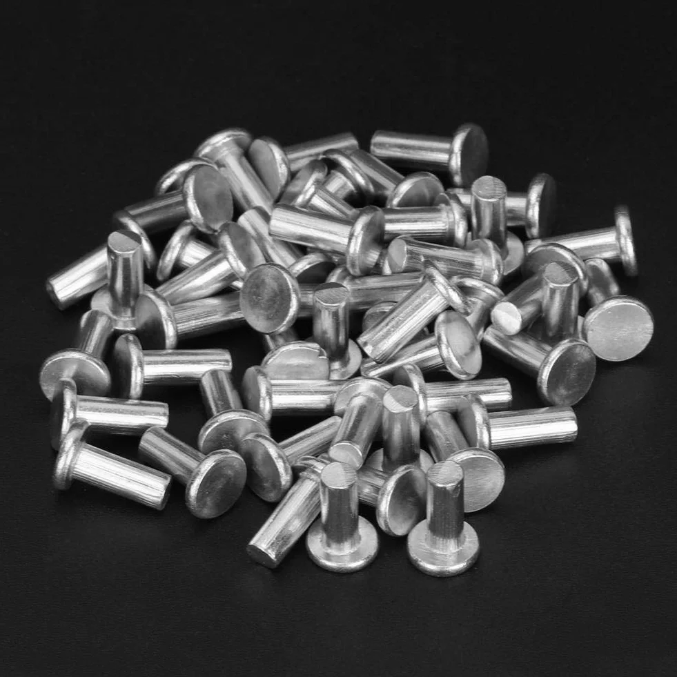 100 Sztuk Aluminiowych Nitów Ślepych M4x10mm do Montażu Blach Metalowych Przemysłowych i Domowych Nit Ślepy Płaski dla Profesjonalnego Użytku