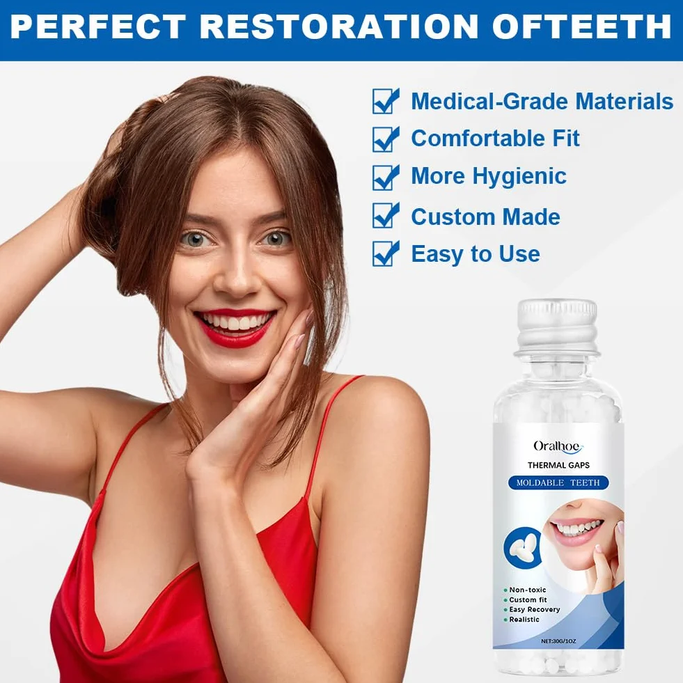 Zestaw do protez zębowych OFFCUP 30 g Zestaw do tymczasowej naprawy zębów Protezy zębowe DIY Tymczasowe wypełnienie zęba Cement stomatologiczny do naprawy luk i złamanych zębów