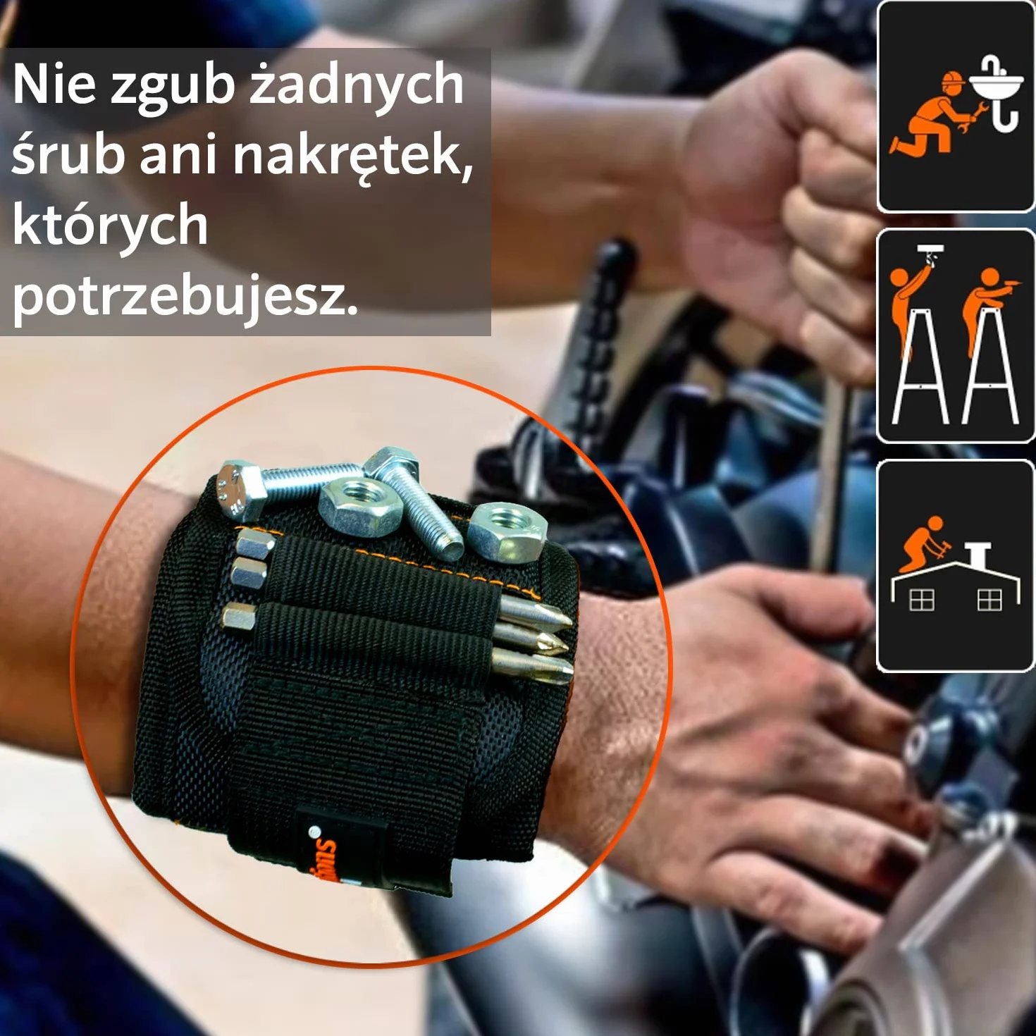 Prezent dla mężczyzny, opaska narzędziowa, magnetyczna dla rzemieślników 2025, w zestawie teleskopowa latarka magnetyczna i ołówek do trzymania śrub i gwoździ. Prezent na Dzień Ojca, Dzień Mężczyzny