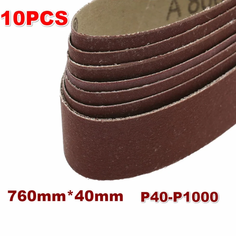 10 sztuk 40x760mm ścierne pasy szlifierskie P40-1000 Gruby do drobnego pas szlifierski do drewna miękkiego metalu szlifowanie polerowanie, 1000