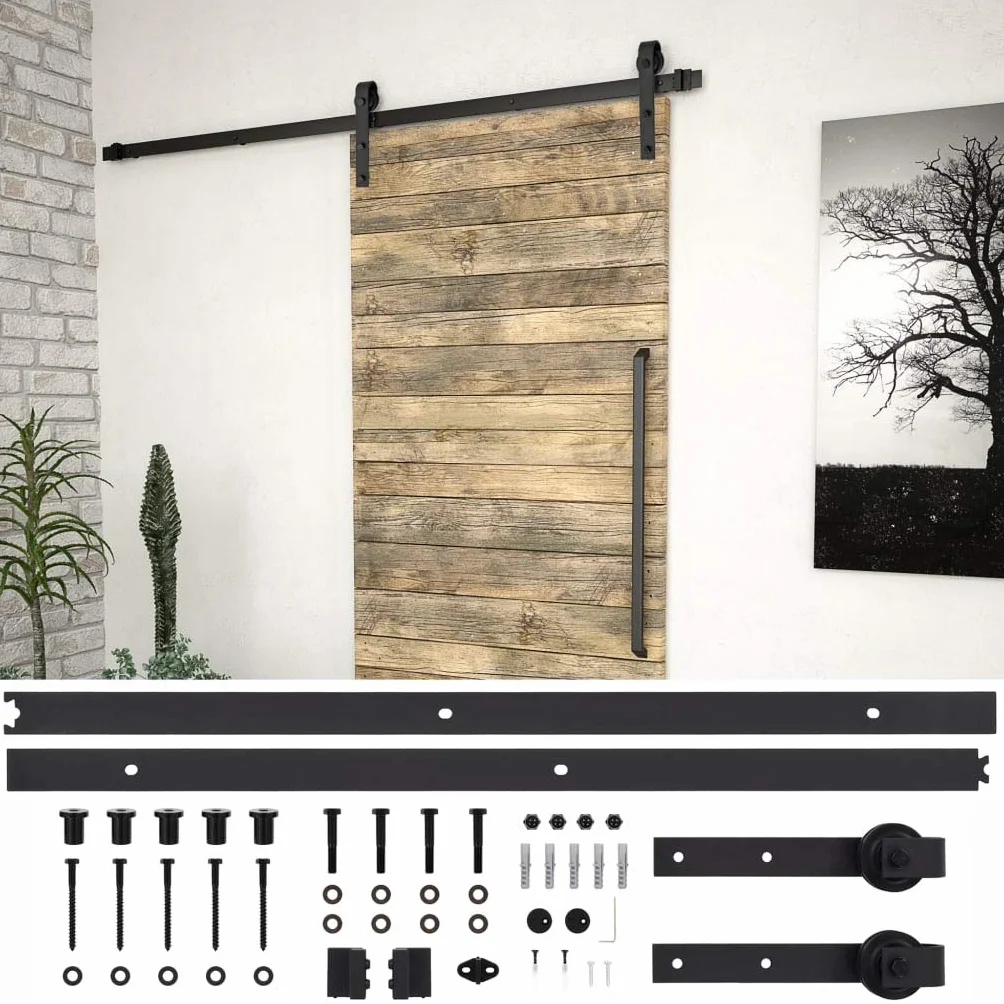 vidaXL System do montażu drzwi przesuwnych SKIEN, 200 cm, stal, czarny