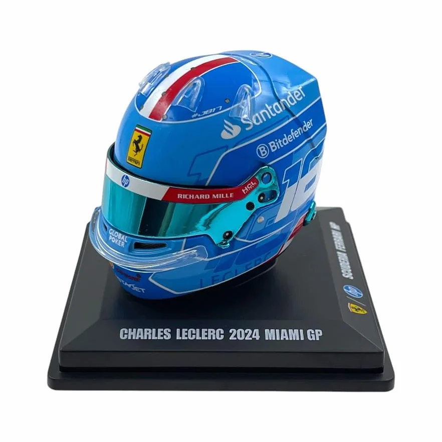 Scuderia F1 Team, oficjalny model LookSmart Spark Charles Leclerc 2024 edycja specjalna USA Miami GP mini kask w skali 1/5, niebieski