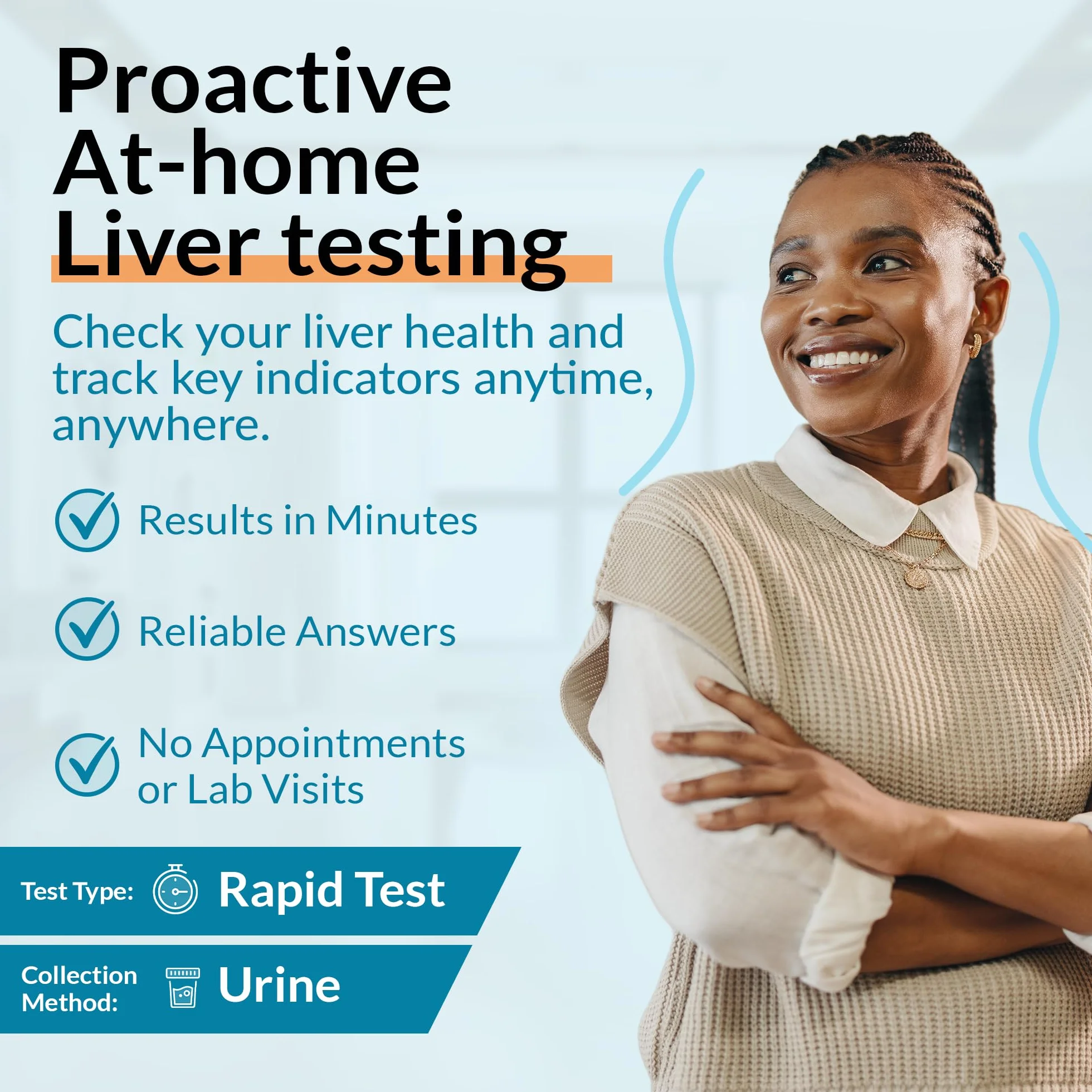 GetTested at-Home zestaw do badania zdrowia wątroby – test moczu na poziom bilirubiny i urobilinogenu – wygodny domowy wskaźnik testu wątroby