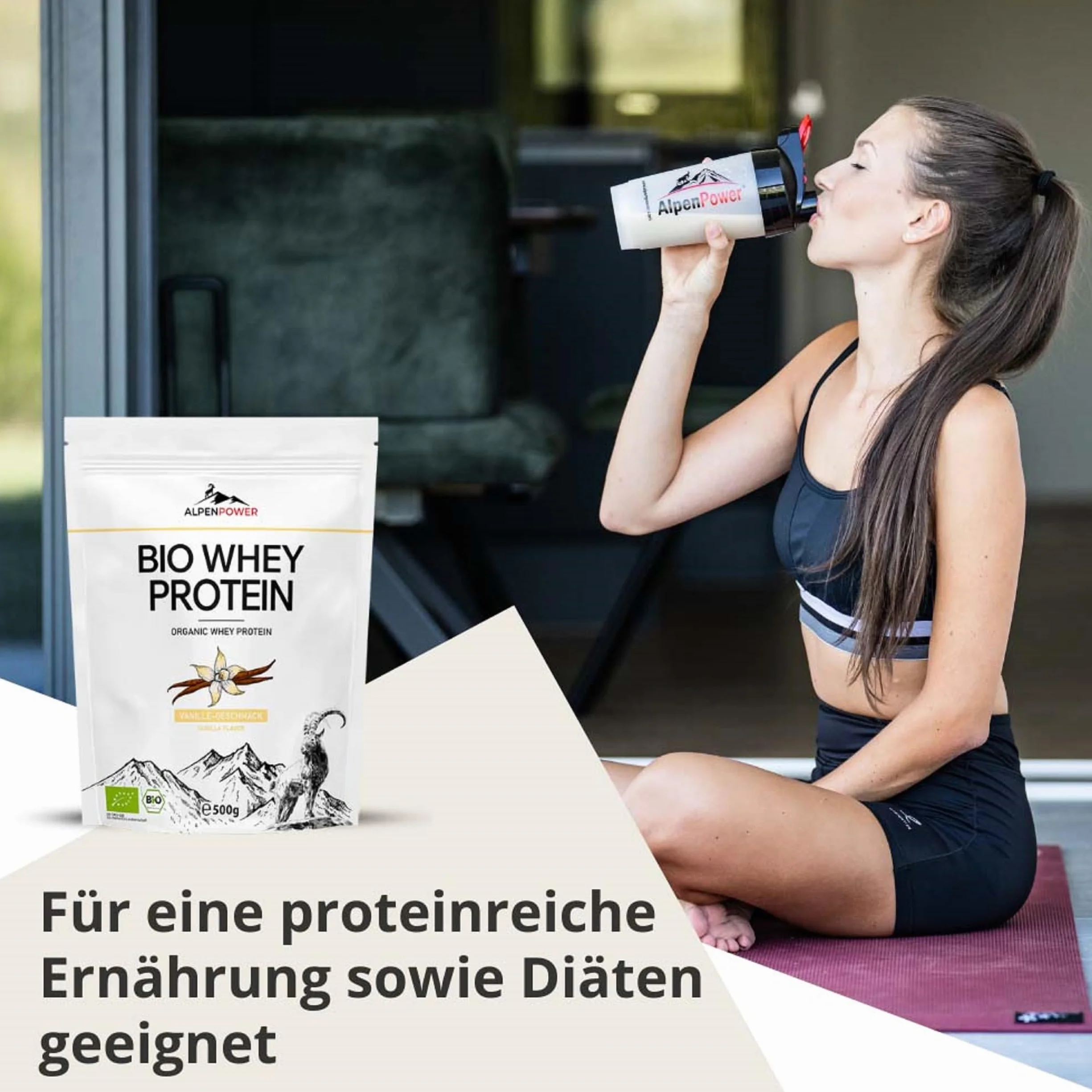 AlpenPower Bio WHEY Protein Vanilla 1 kg – 100% naturalne białko CFM w proszku