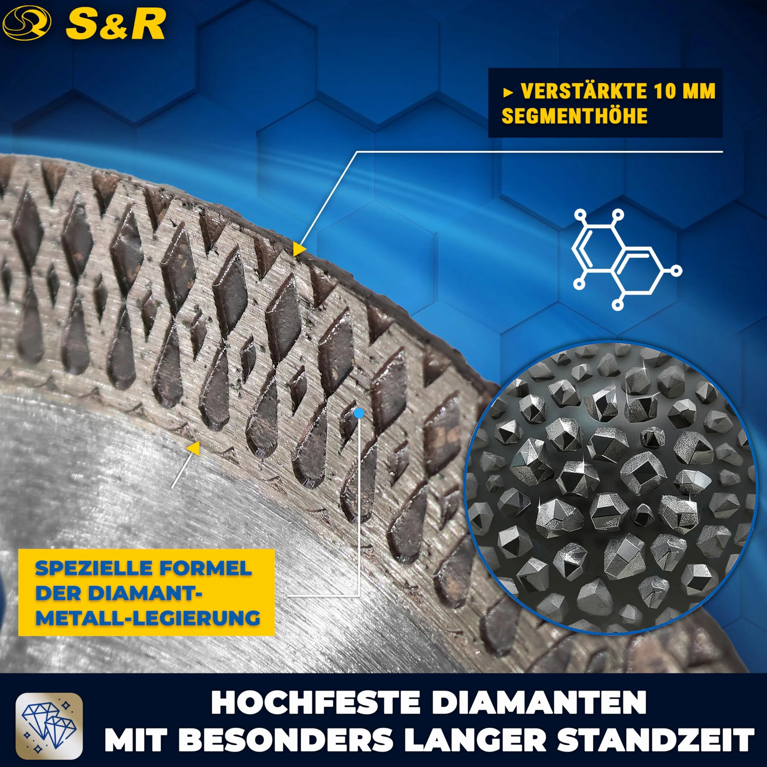 S&R 2-częściowa diamentowa tarcza tnąca, tarcza tnąca 76mm, diamentowa tarcza 176mm, 76 * 10 * 0.8 * 1.2 * 10mm porcelana, polerowany gres, granit