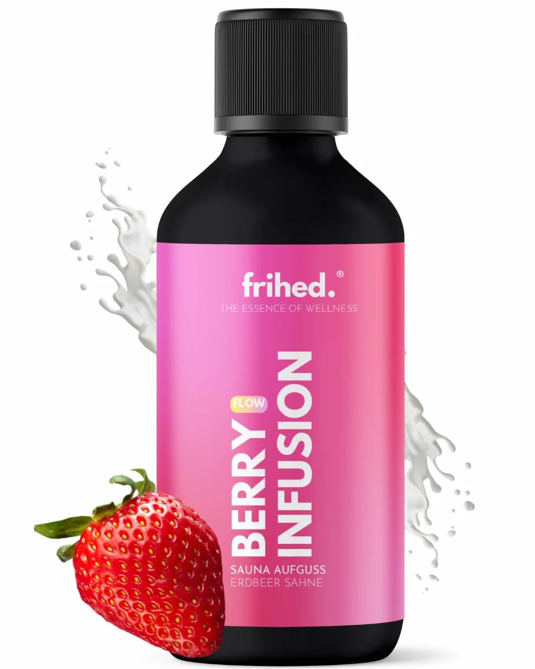 frihed. Napar do sauny Berry Infusion, Truskawka & Śmietana, skoncentrowane olejki, słodki zapach, szklana butelka