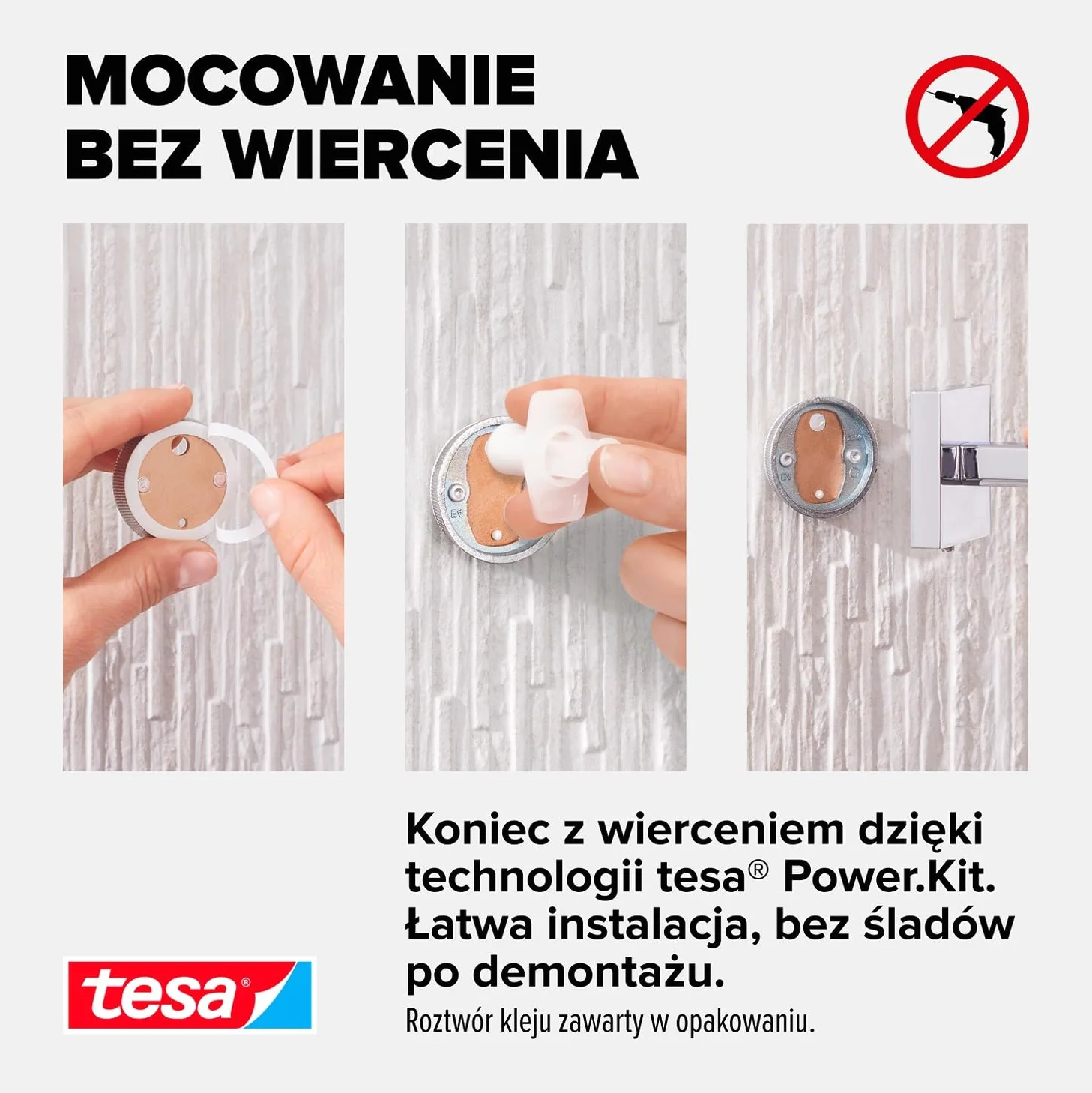 tesa DELUXXE wieszak na ręczniki samoprzylepny metalowy chromowany 156 mm x 185 mm x 45 mm