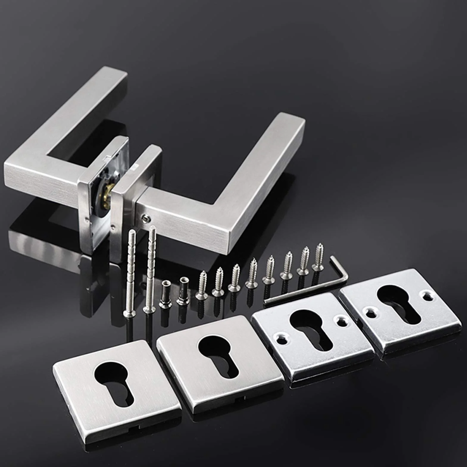 Klamka Ze Stali Nierdzewnej 304 Z Kwadratową Rurką, Wewnętrzne Wejście Do Sypialni, Łazienka, Zewnętrzne Klamki Do Drzwi(BLACK HANDLE)