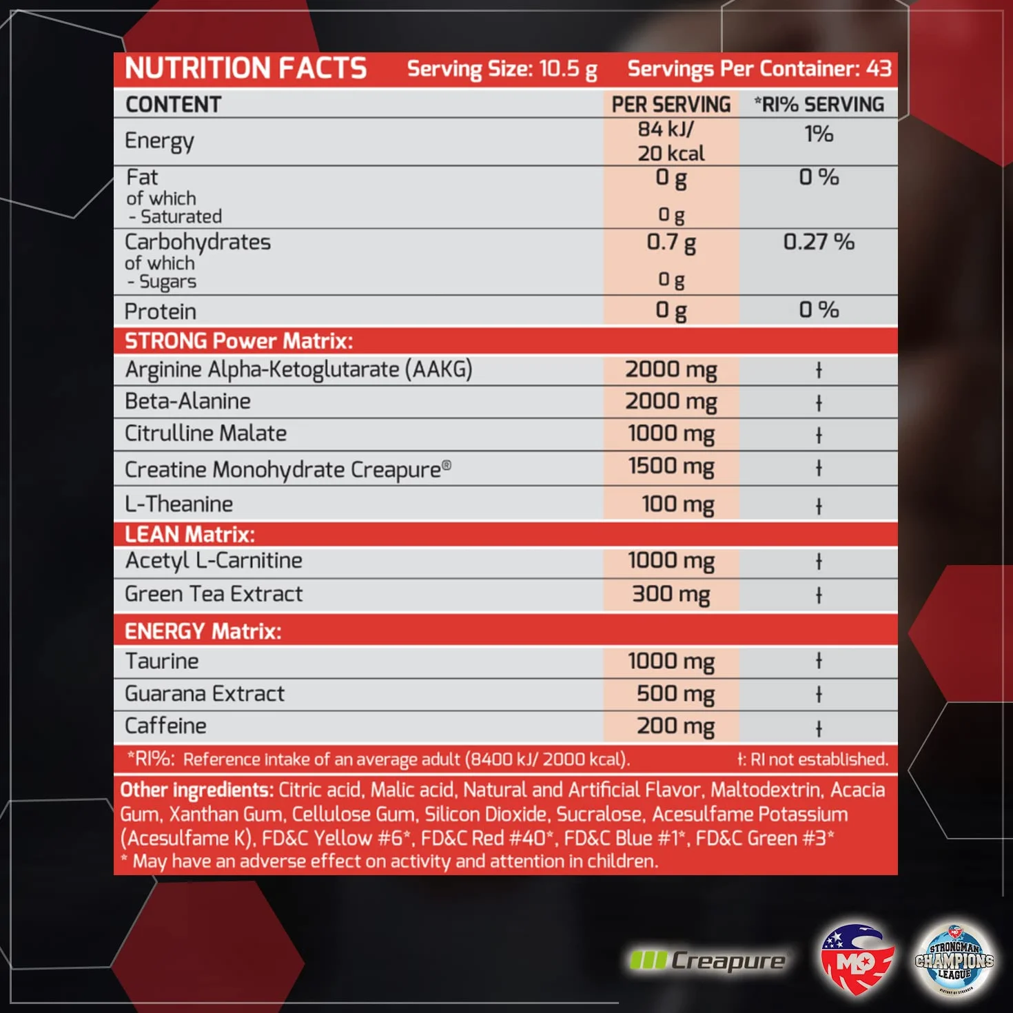 MLO Nutrition Strong 10 Pre-Workout Training Booster (Mango-Maracuja)