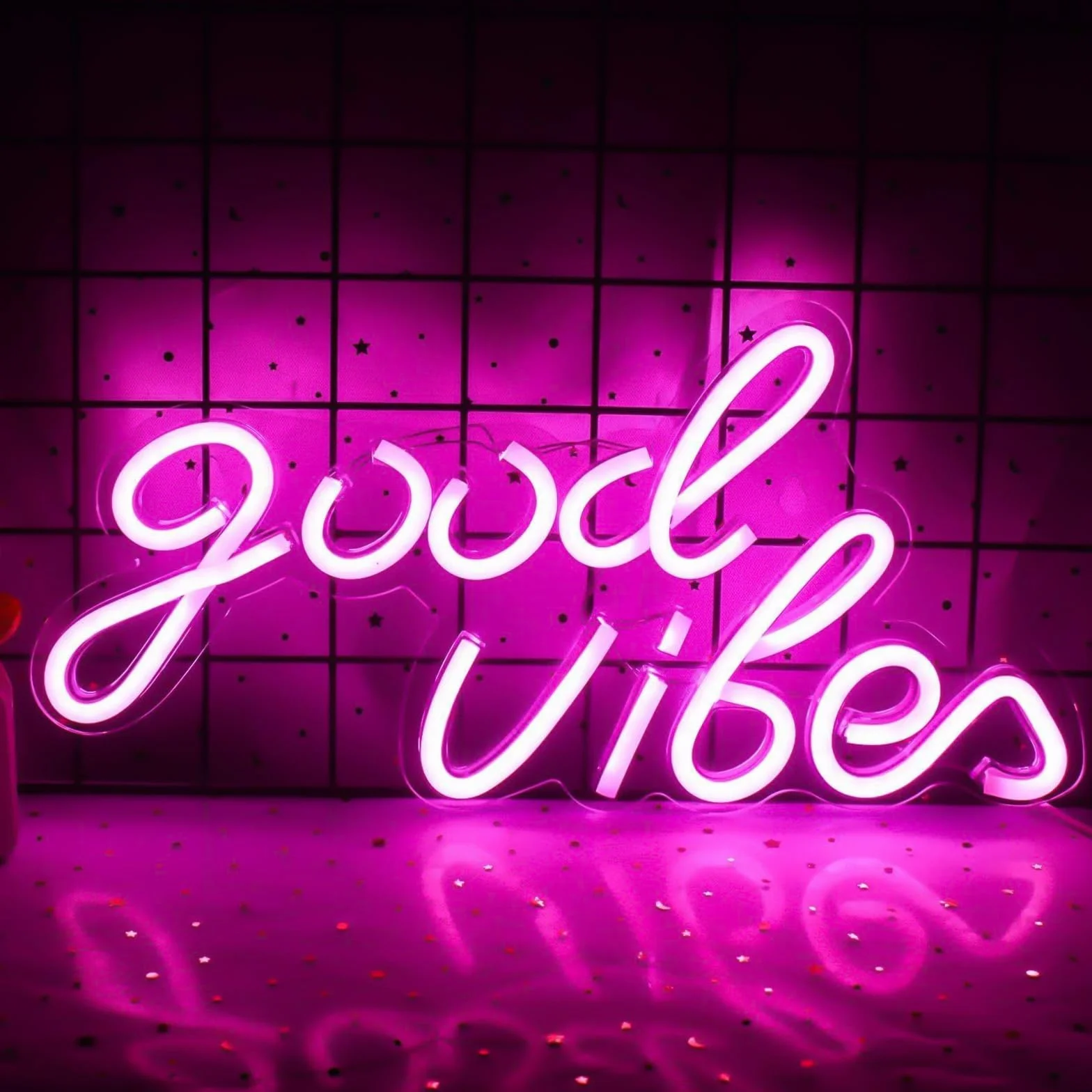 Good Vibes neonowy szyld LED, różowy Good Vibes neonowy szyld, prawdziwe akrylowe neonowe światło