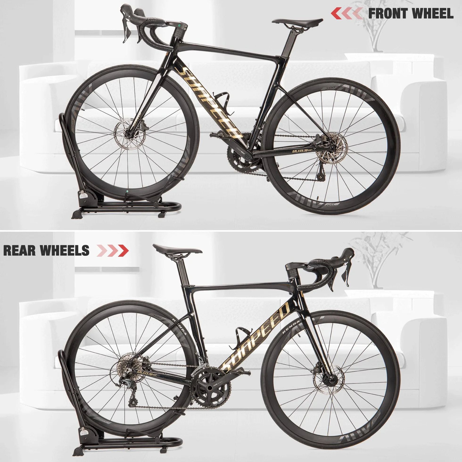 CXWXC Składany stojak na rower do użytku wewnętrznego, do garażu i domu, parking rowerowy, pasuje do rowerów górskich, szosowych i elektrycznych 26-29 cali