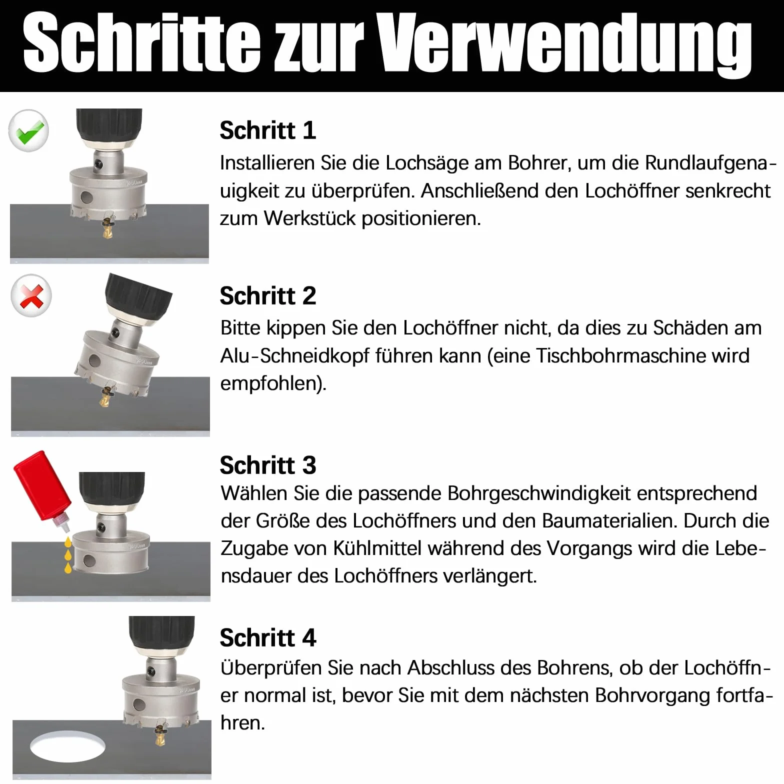 Zestaw 6 sztuk / Satz TCT Lochsägen, 22-65 mm Hartmetall Lochsägen, Elektrowerkzeug Bohrer for Edelstahl, Hartmetall, Eisen, Baustahl, Aluminium, Legierung, Kunststoff und Glasfaser