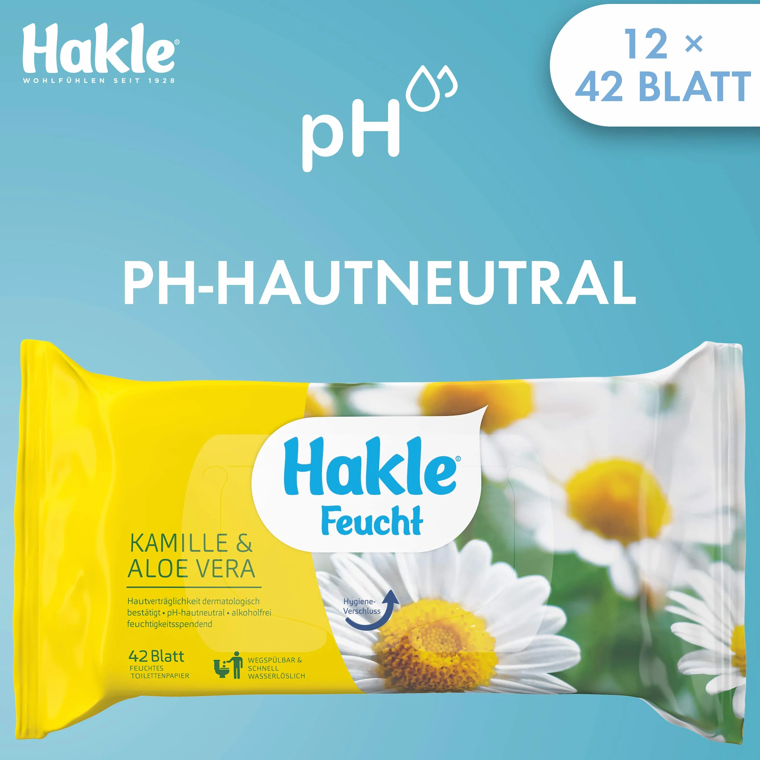 Hakle - Wilgotny rumianek i aloes, 12 opakowań