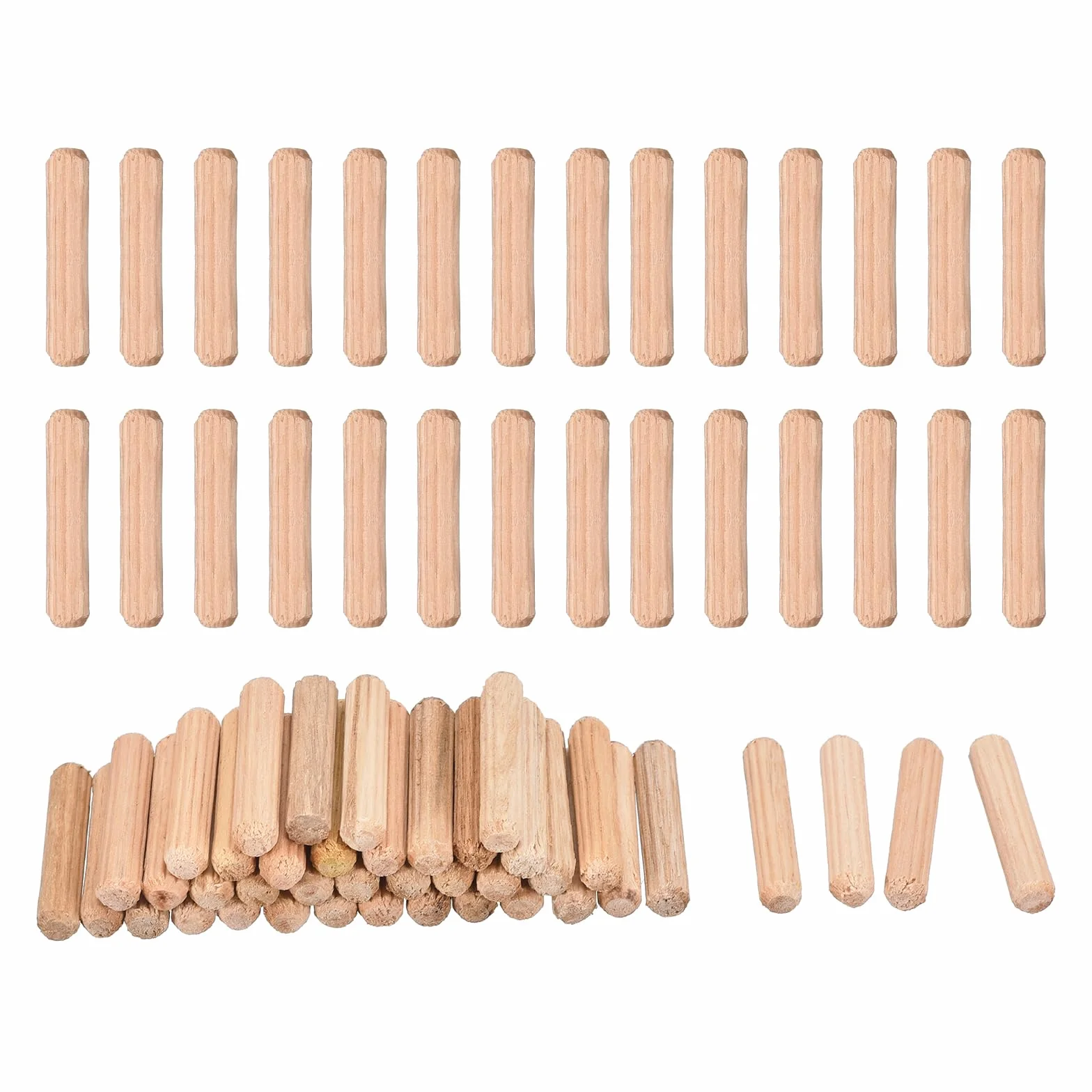 QUARKZMAN 60 szt. kołków drewnianych 5 x 25 mm (0,2 x 0,98) rowkowane końce kołki do drewna suszone twarde drewno do obróbki drewna, mebli, regałów