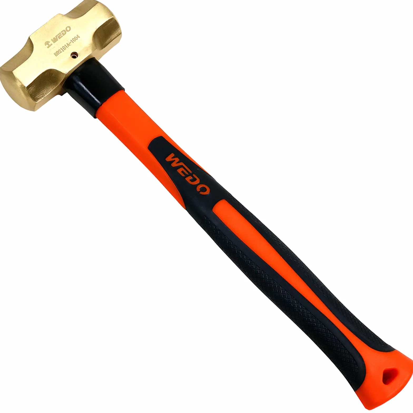 WEDO Mosiężny młot kowalski z uchwytem z włókna szklanego, niemagnetyczny, matrycowy, odporny na korozję, standard DIN, 0.9 kg, 350 mm, 35.6 cm