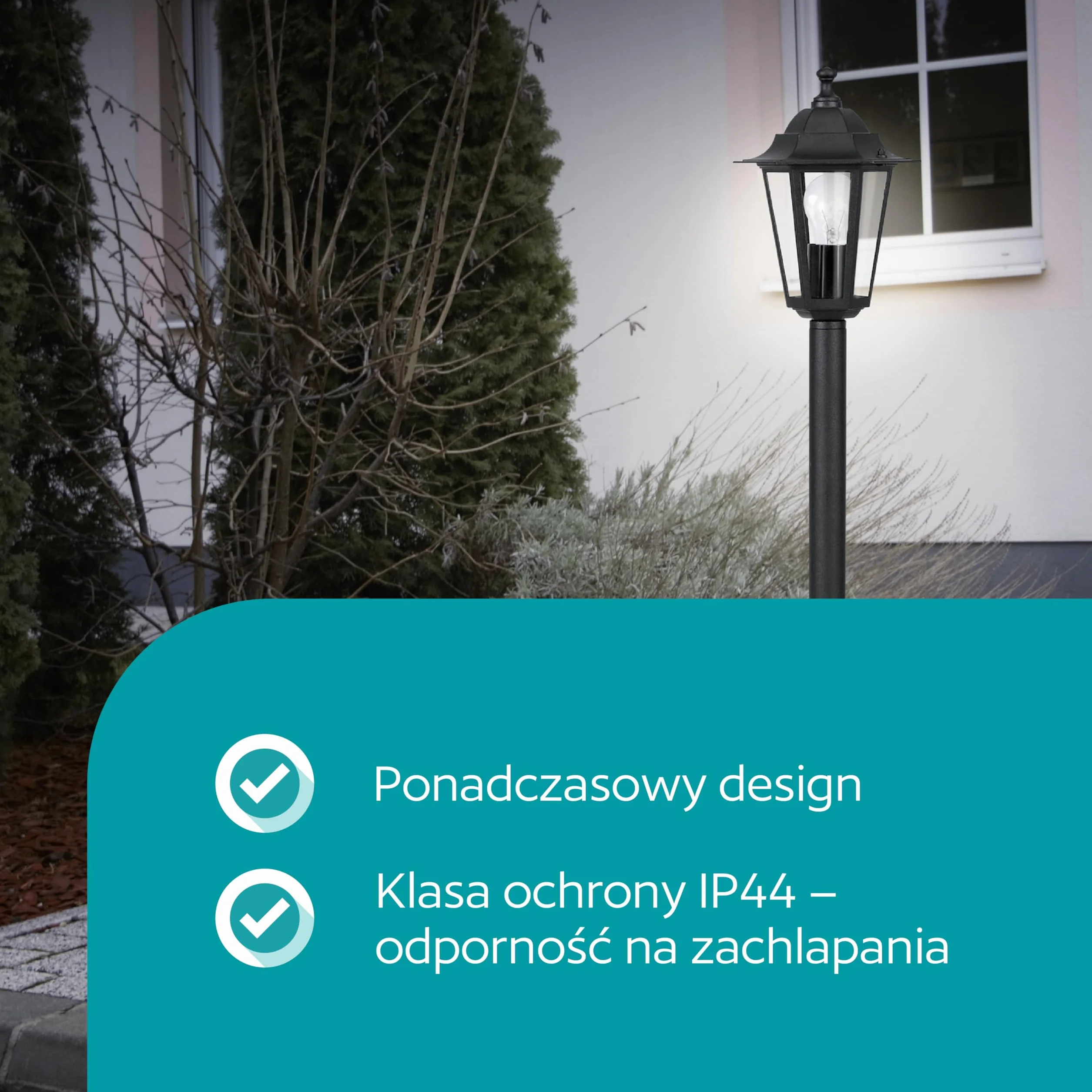 EGLO Laterna 4 lampa stojąca zewnętrzna 1-punktowa czarna aluminium E27 IP44