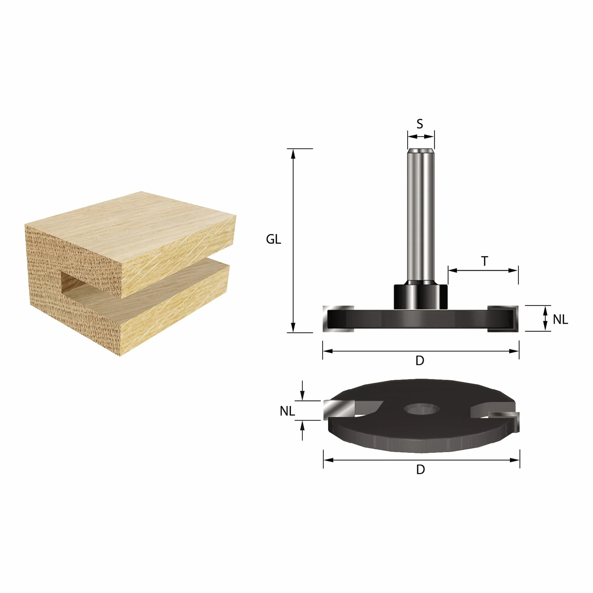 ENT 13963 Frez boczny w wegliku, trzpien (S) 8 mm, srednica (D) 40 mm, NL 5 mm, GL 50 mm, montowany na trzpieniu mocujacym