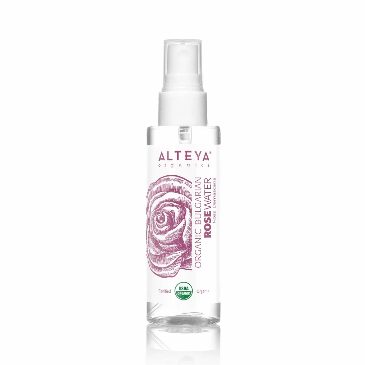 Alteya Bio woda różana w sprayu, 100 ml – 100% certyfikat USDA Organic, autentyczna, czysta naturalna woda kwiatowa z róży damasceńskiej, sprzedaż bezpośrednio od hodowcy róż Alteya Organics