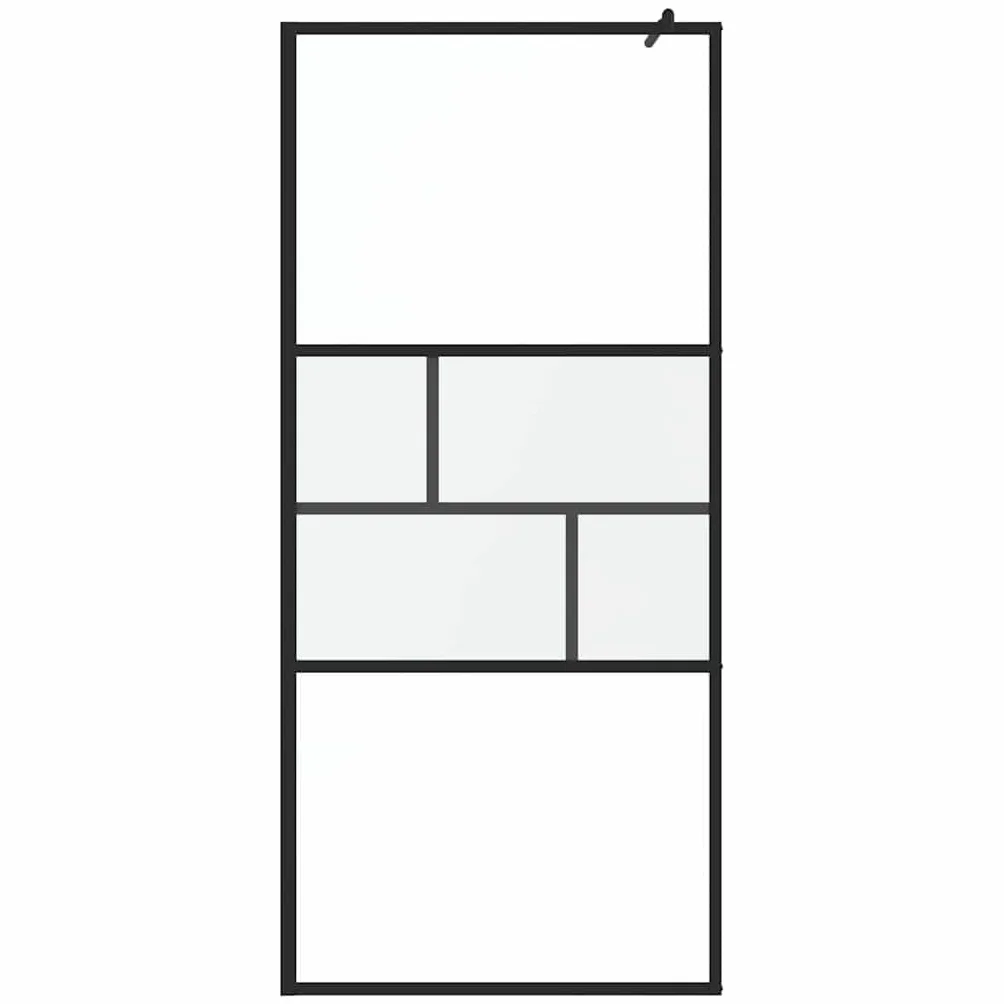 Ścianka prysznicowa Walk-in czarna ze szkła i aluminium, 90 x 195 x 0,5 cm, ścianka prysznicowa ze szkła i aluminium, ochrona przed pryskaniem, ścianka boczna do łazienki, ścianka działowa do