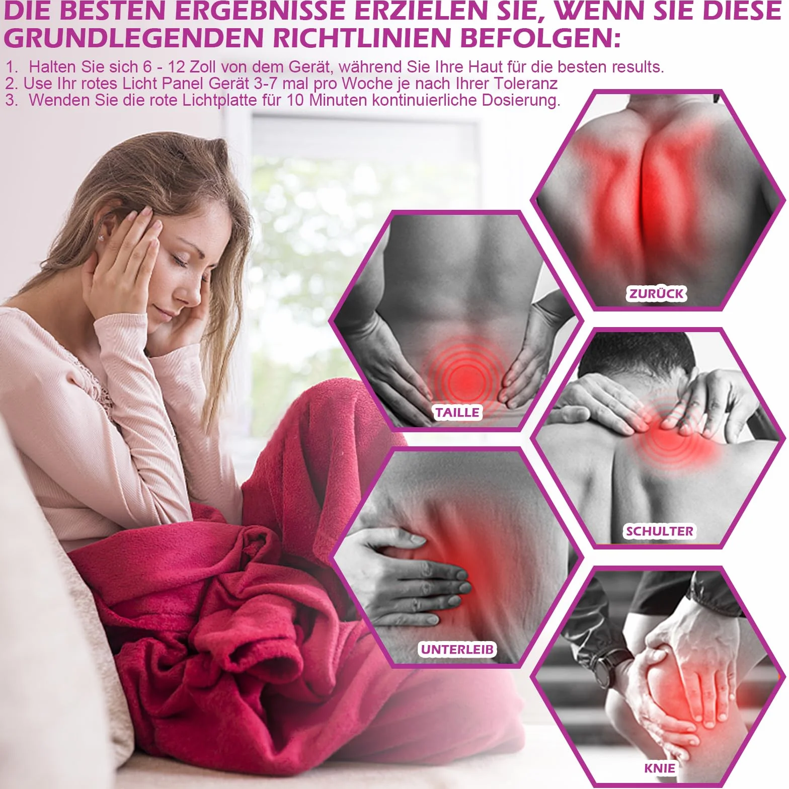 Lampa z czerwonym światłem ze stojakiem, 660 nm i 850 nm, lampa na podczerwień, lampa grzewcza, 4 głowice, terapia światłem na podczerwień, do łagodzenia bólu